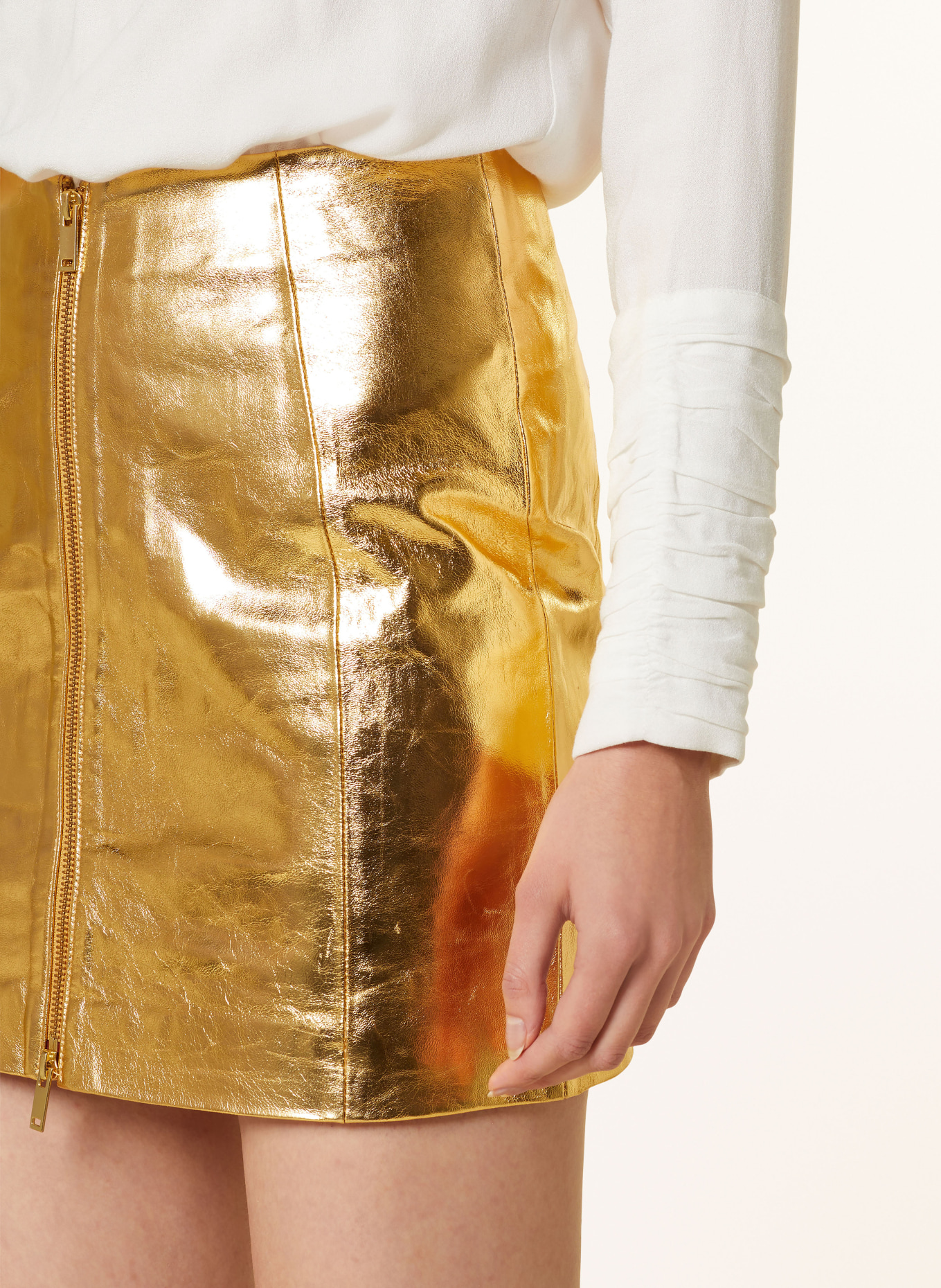 ENVELOPE 1976 Leather skirt, Color: GOLD (Image 4)