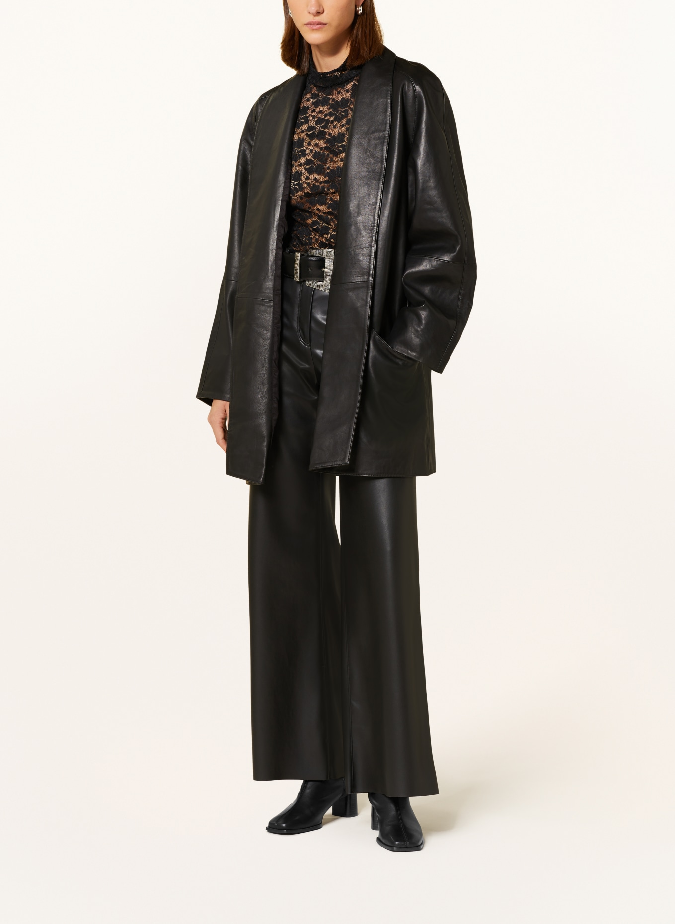 ENVELOPE 1976 Leather coat KELLY, Color: BLACK (Image 2)