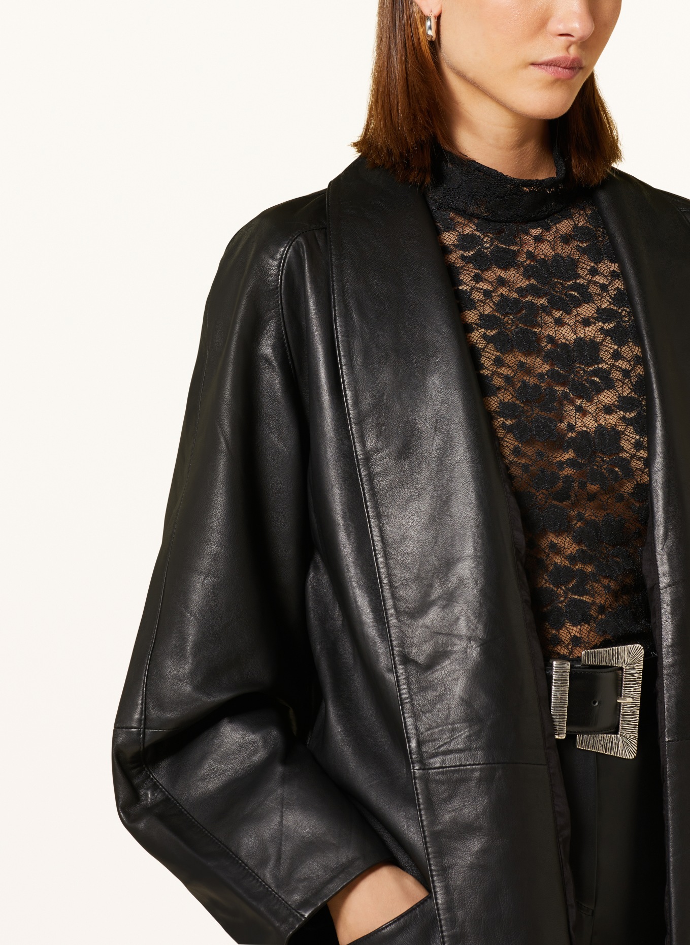 ENVELOPE 1976 Leather coat KELLY, Color: BLACK (Image 4)