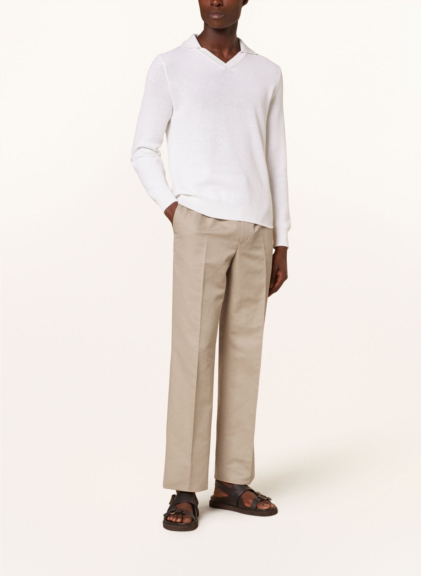 Beige cotton Tigullio trousers | Brioni® AE Official Store