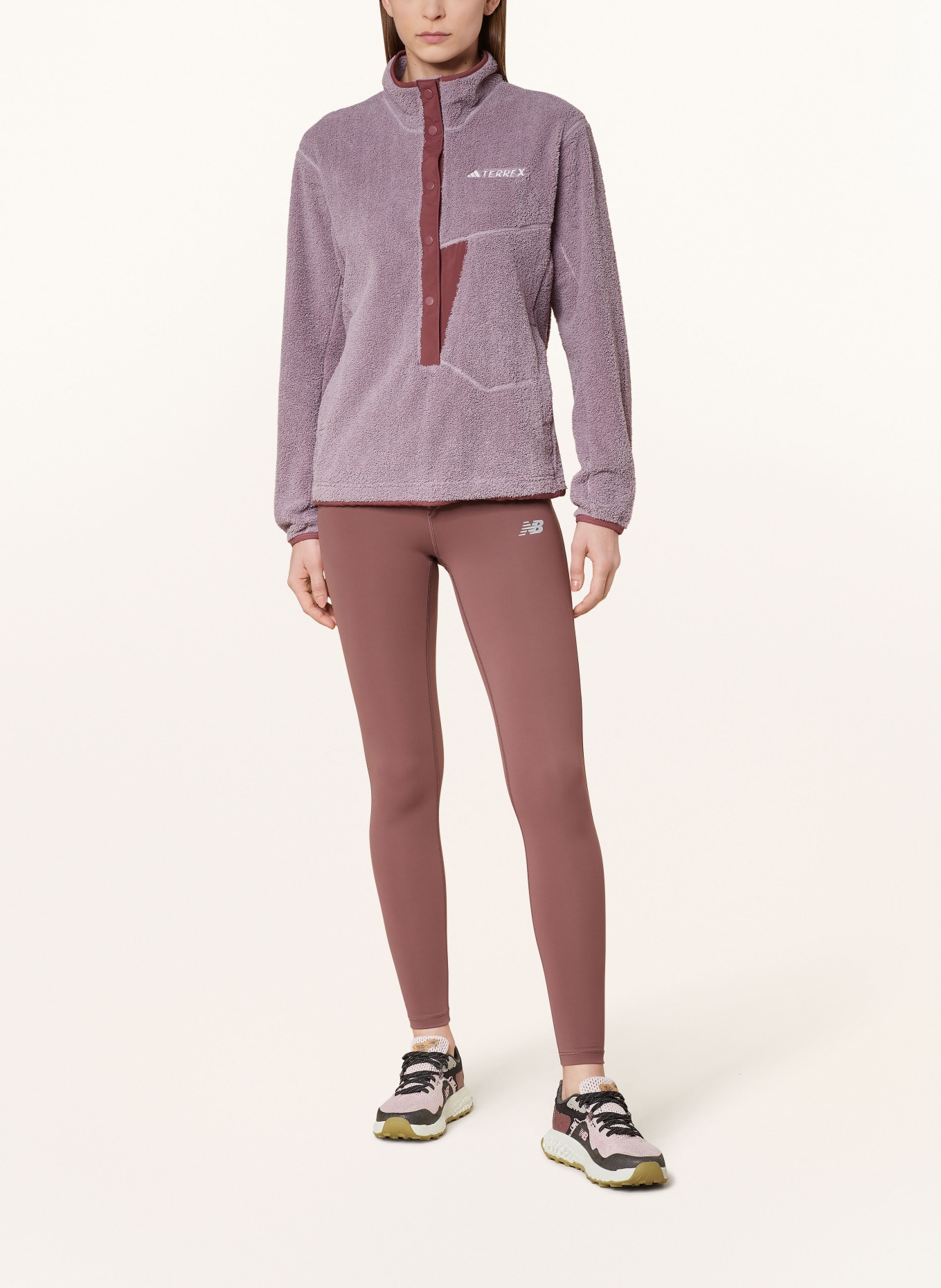 adidas TERREX Fleece half-zip sweater TERREX XPLORIC HIGH-PILE FLEECE, Color: DUSKY PINK (Image 2)