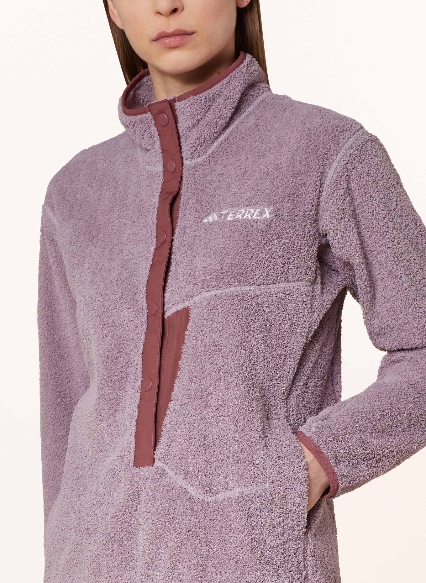 adidas TERREX Fleece half-zip sweater TERREX XPLORIC HIGH-PILE FLEECE, Color: DUSKY PINK (Image 4)