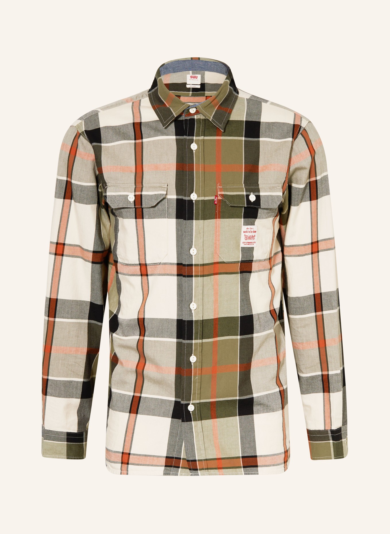 Levi's® Shirt THE WORKER relaxed fit, Color: OLIVE/ CREAM/ ORANGE (Image 1)