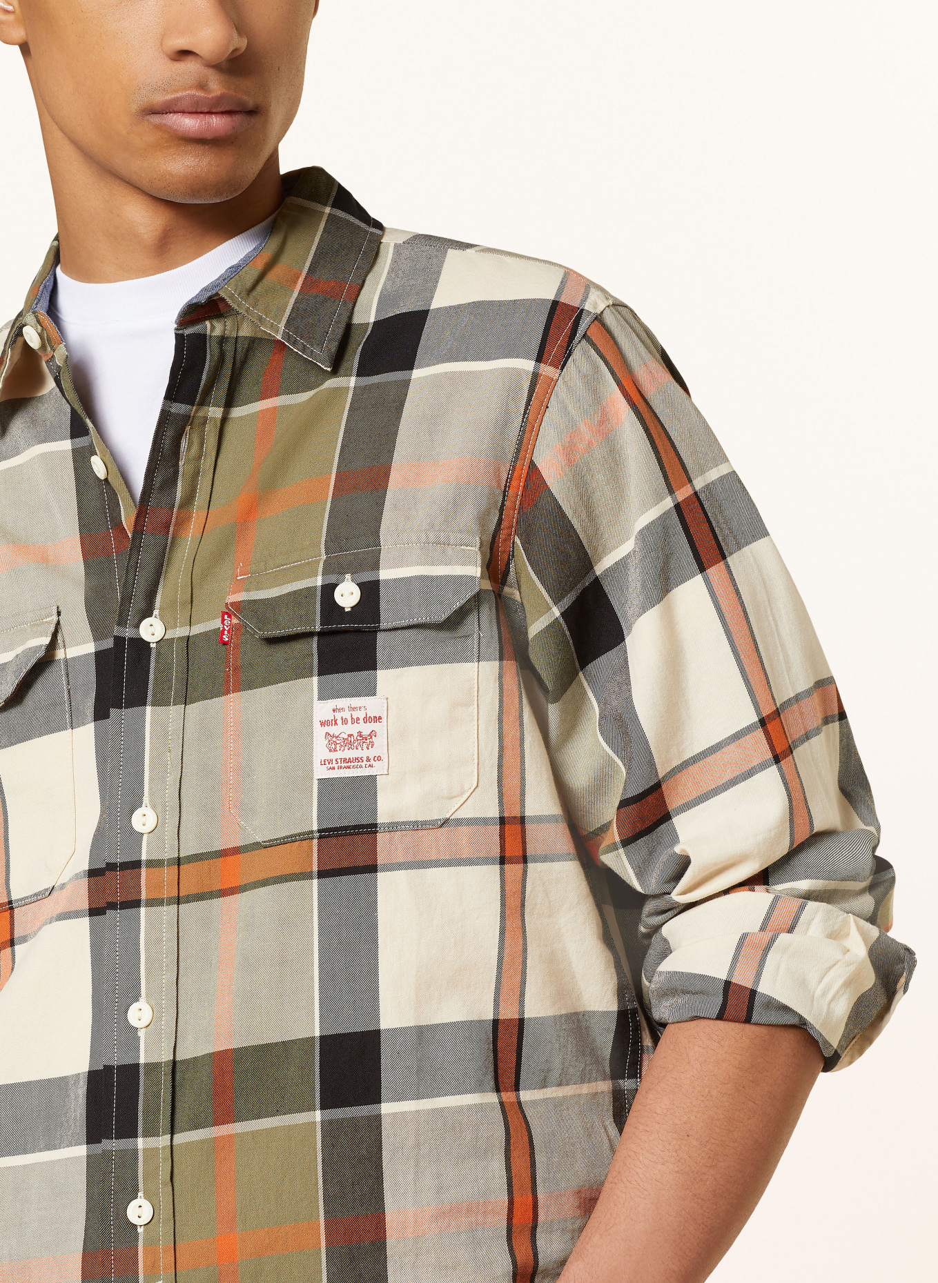 Levi's® Shirt THE WORKER relaxed fit, Color: OLIVE/ CREAM/ ORANGE (Image 4)