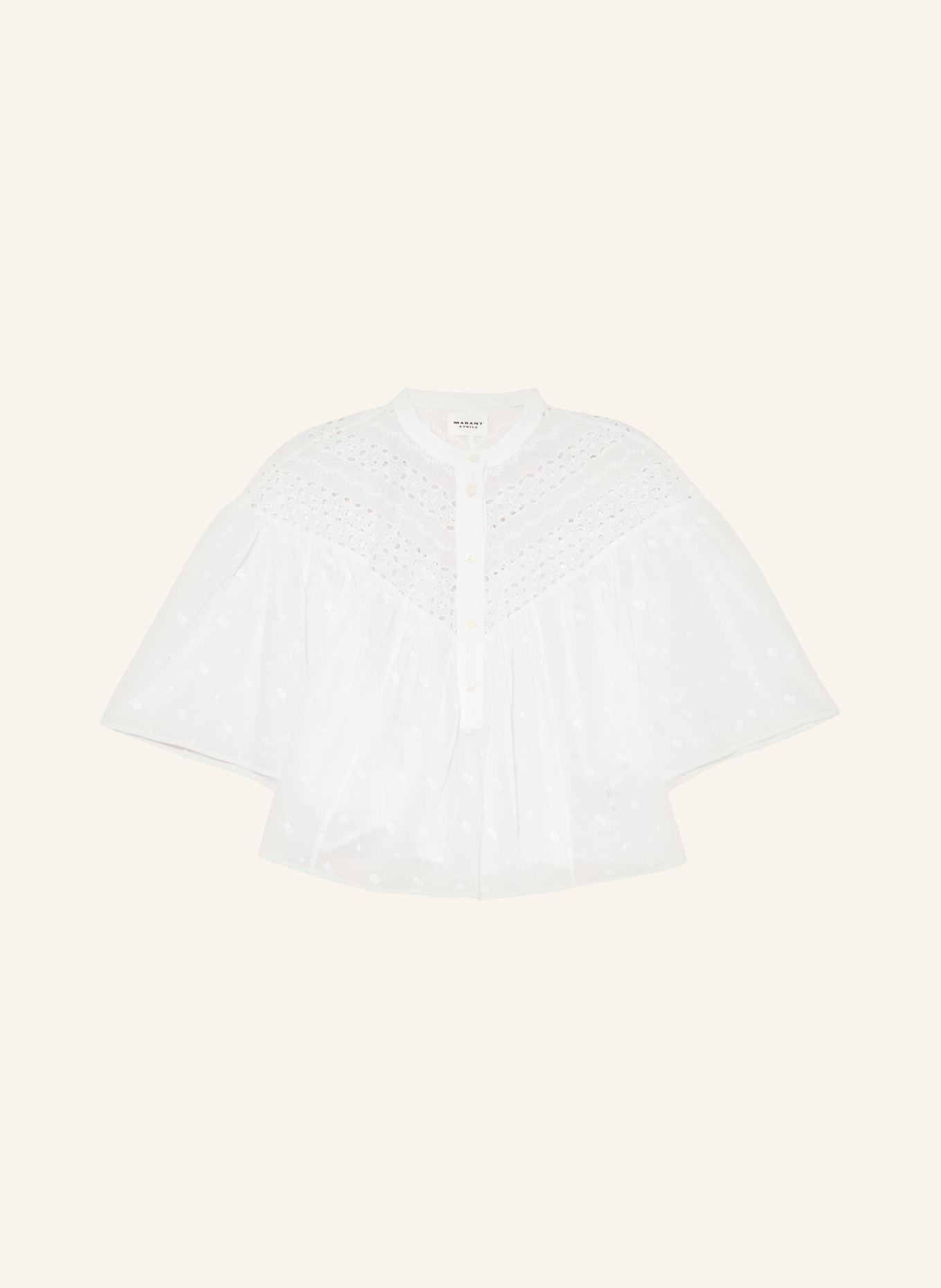 MARANT ÉTOILE Shirt blouse SAFI with 3/4 sleeves and broderie anglaise, Color: WHITE (Image 1)