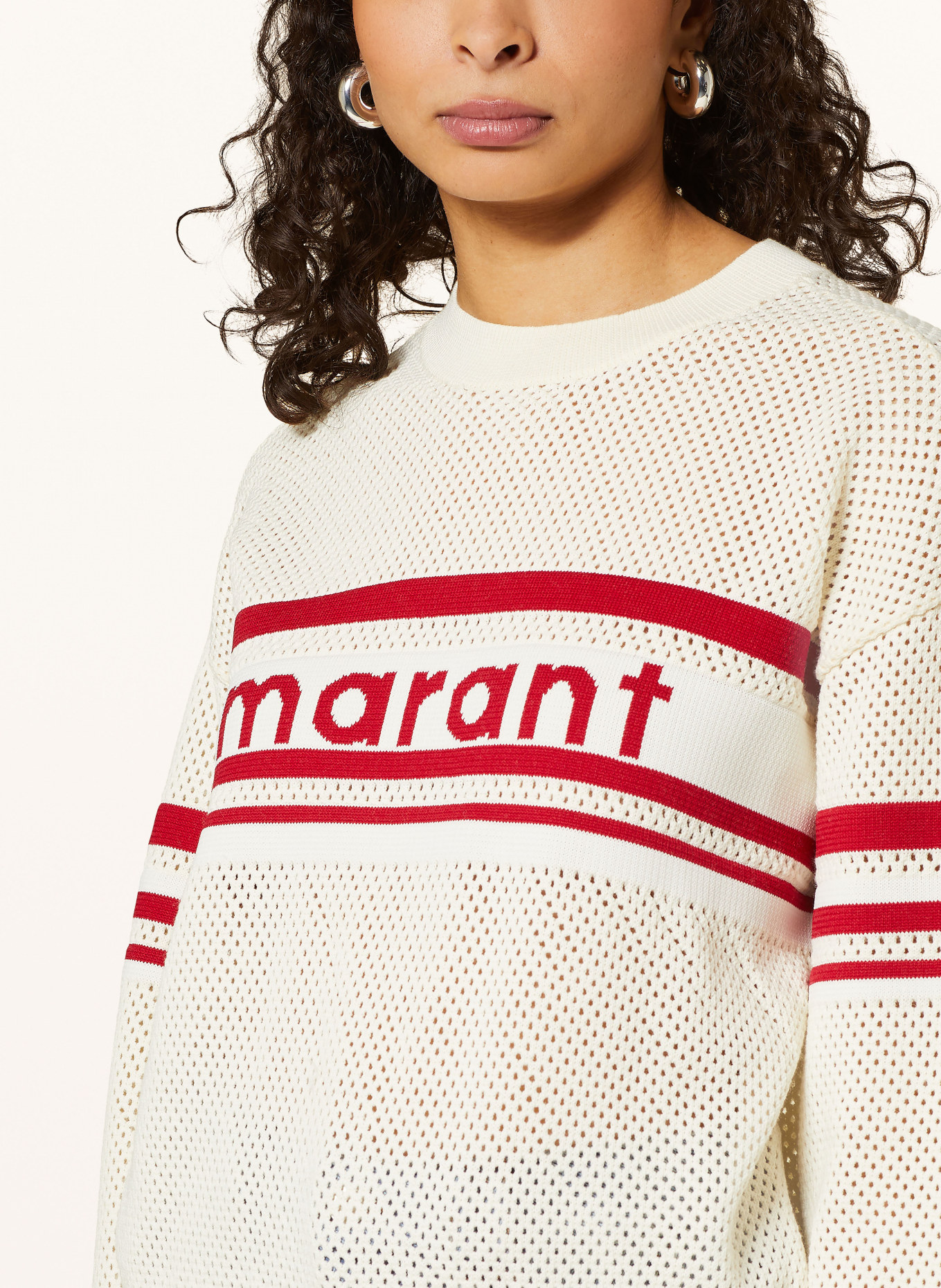 MARANT ÉTOILE Sweater ARWEN, Color: ECRU/ DARK RED (Image 4)