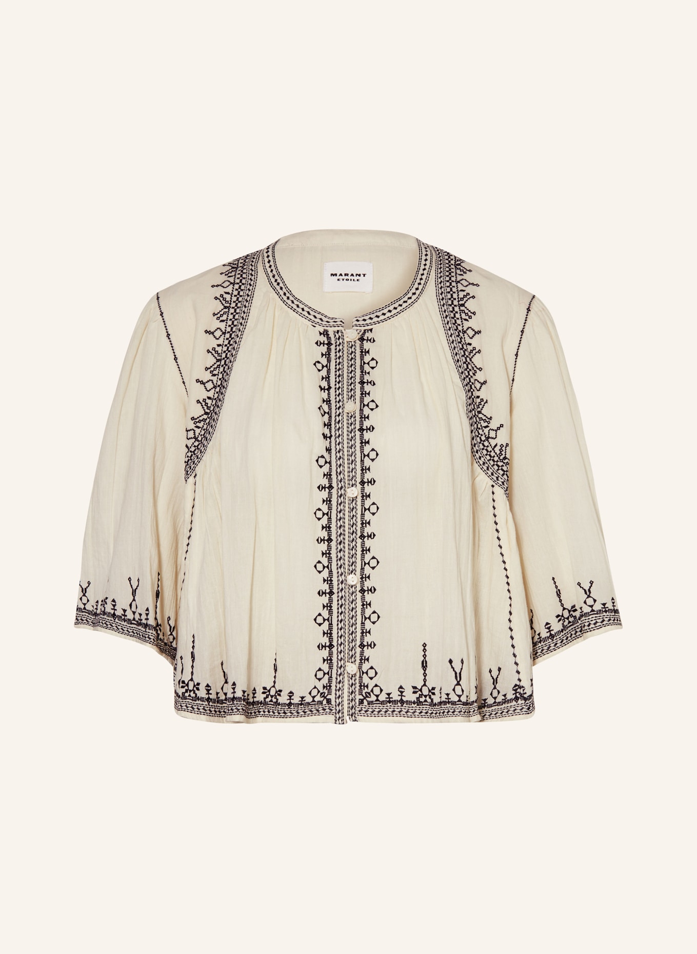 MARANT ÉTOILE Cropped blouse PERKINS, Color: ECRU/ BLACK (Image 1)