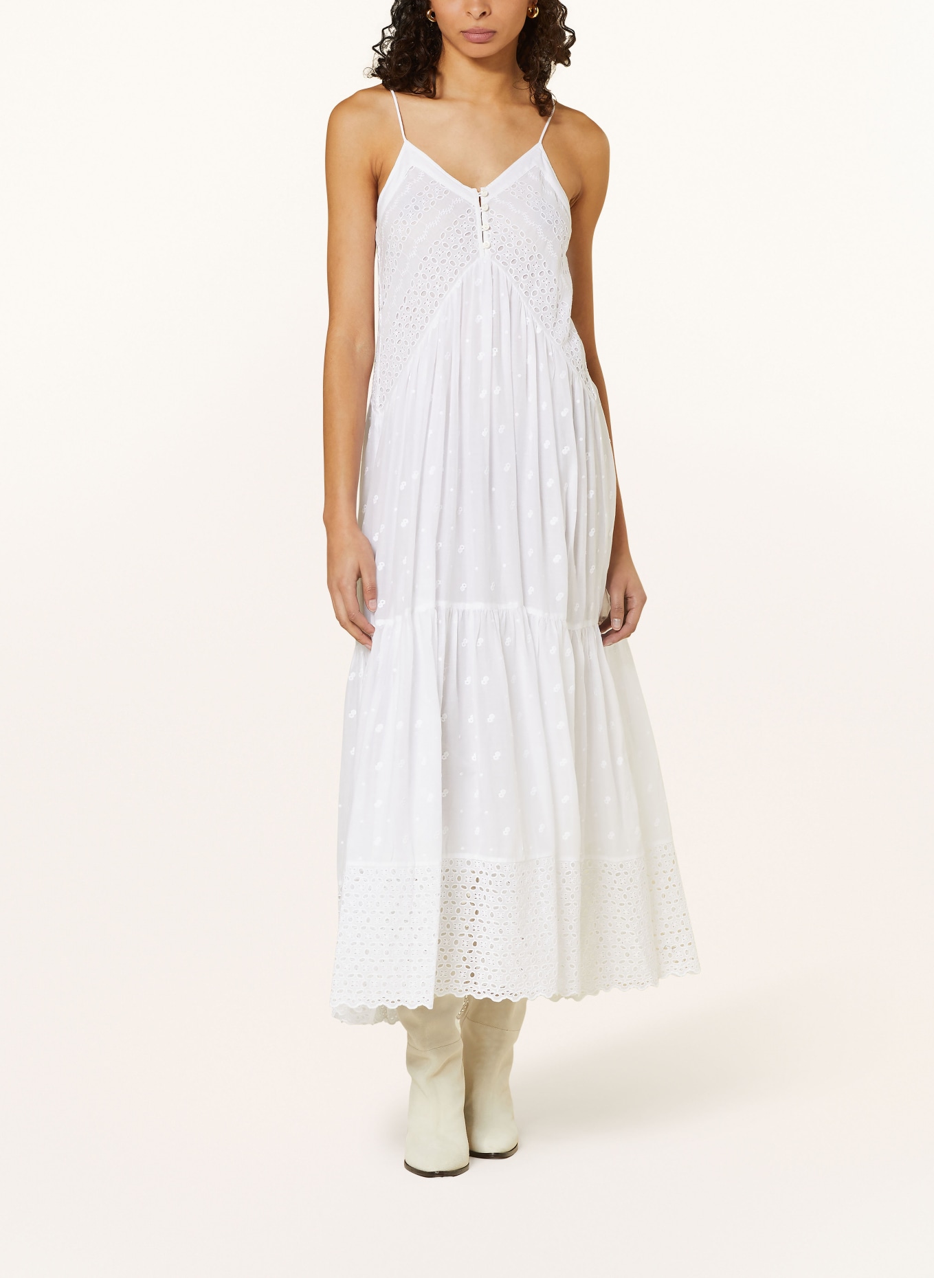 MARANT ÉTOILE Dress SABBA with broderie anglaise, Color: WHITE (Image 2)
