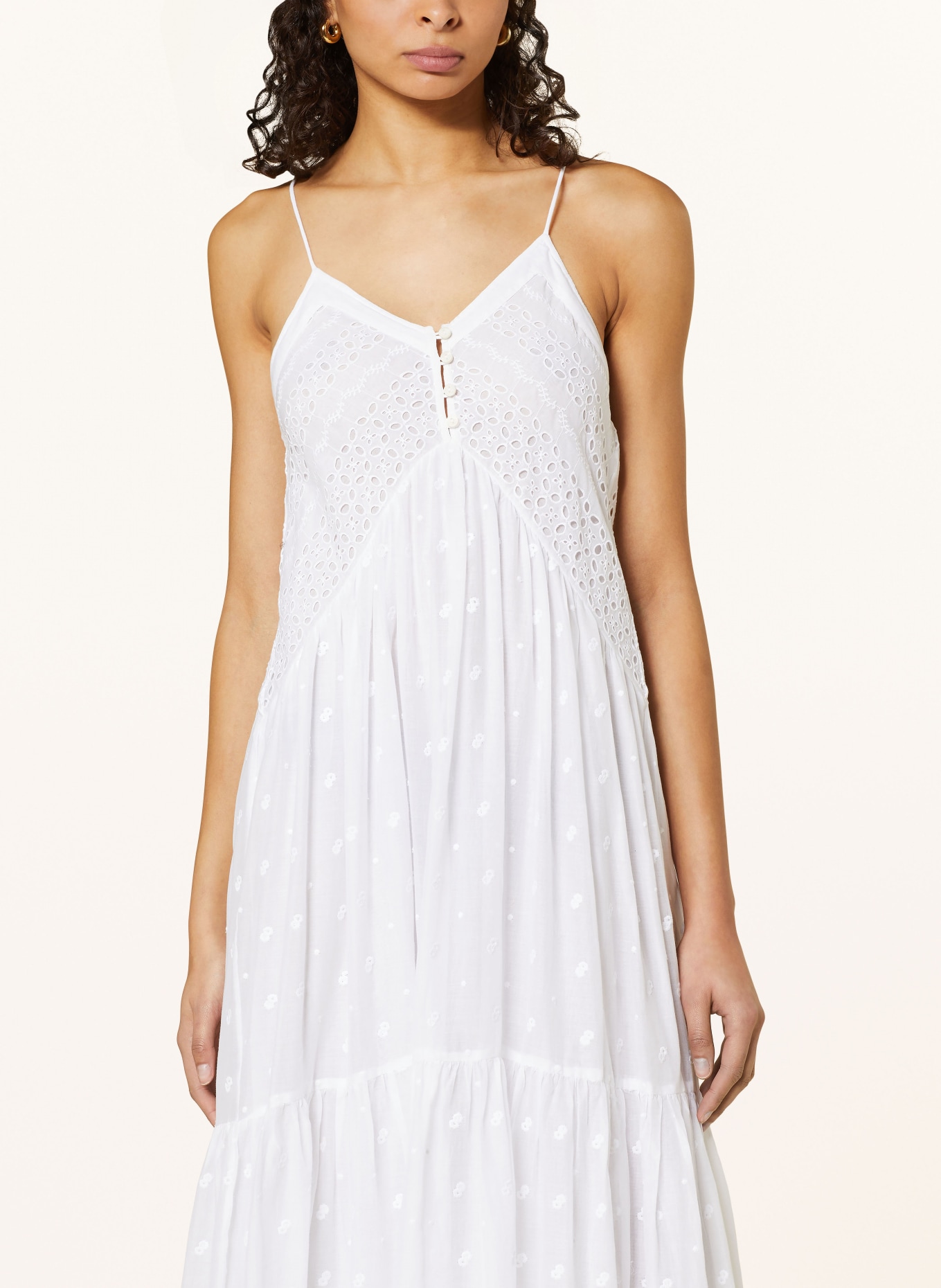 MARANT ÉTOILE Dress SABBA with broderie anglaise, Color: WHITE (Image 4)