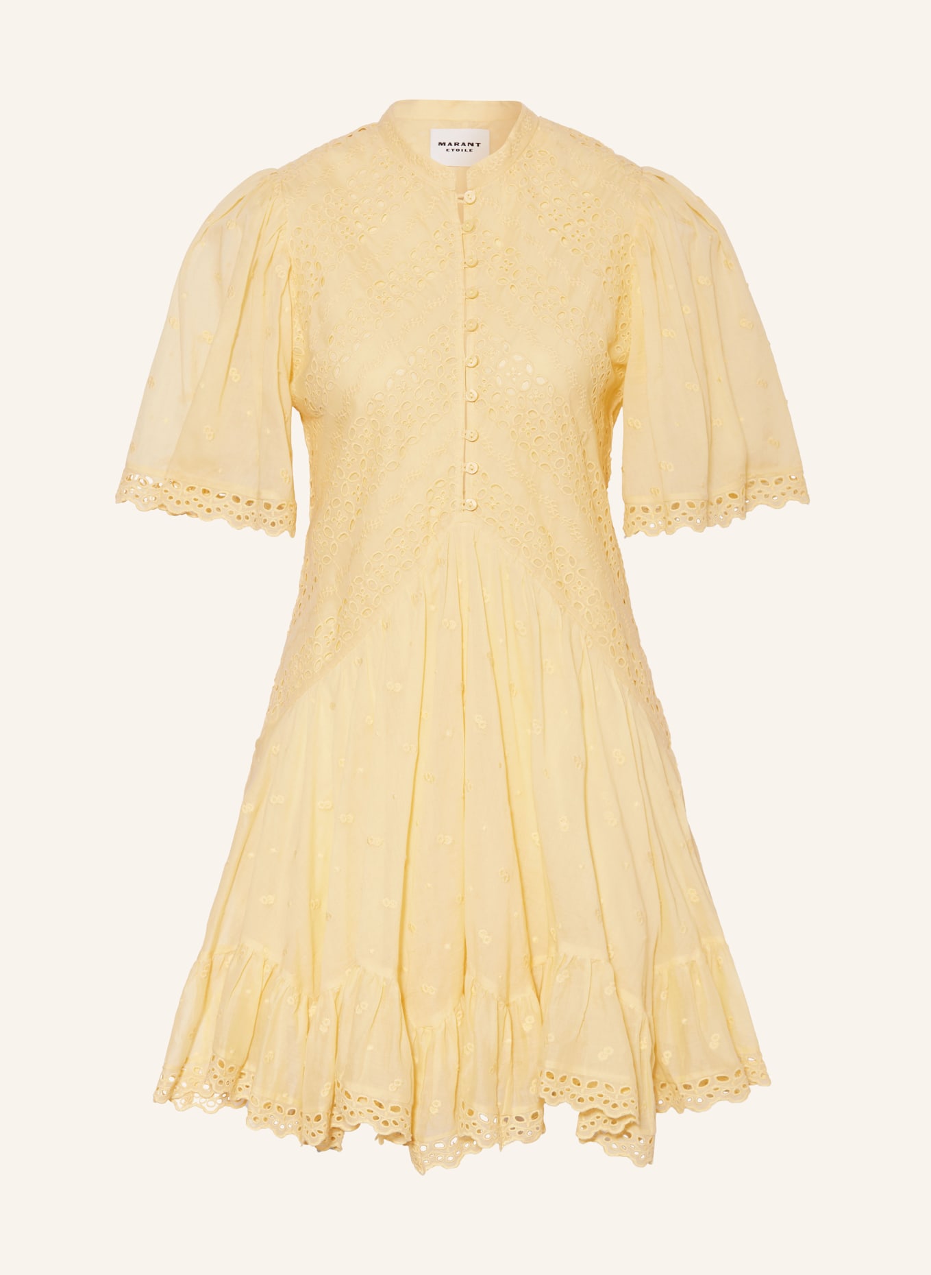MARANT ÉTOILE Dress SLAYAE with broderie anglaise, Color: YELLOW (Image 1)
