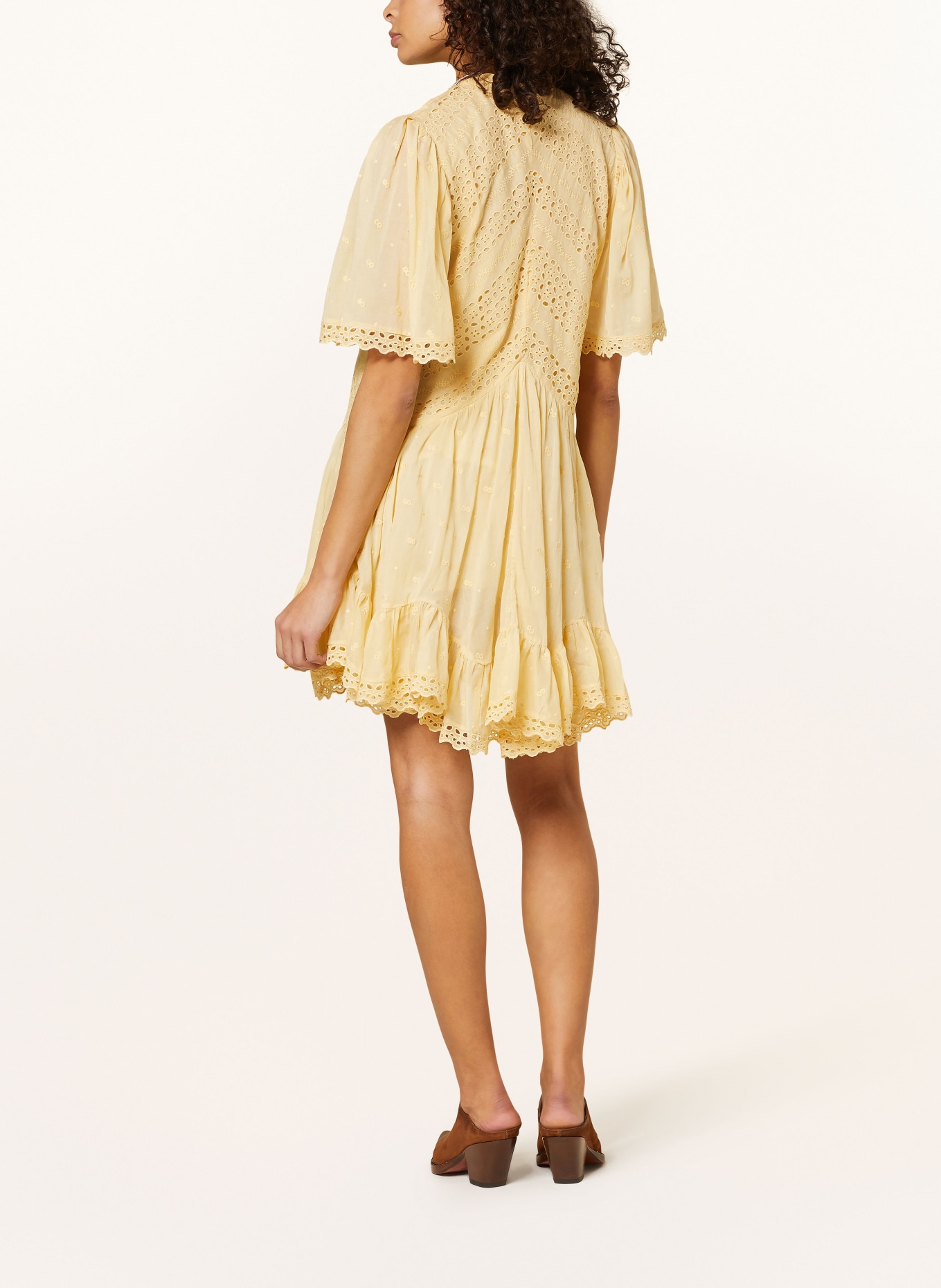 MARANT ÉTOILE Dress SLAYAE with broderie anglaise, Color: YELLOW (Image 3)