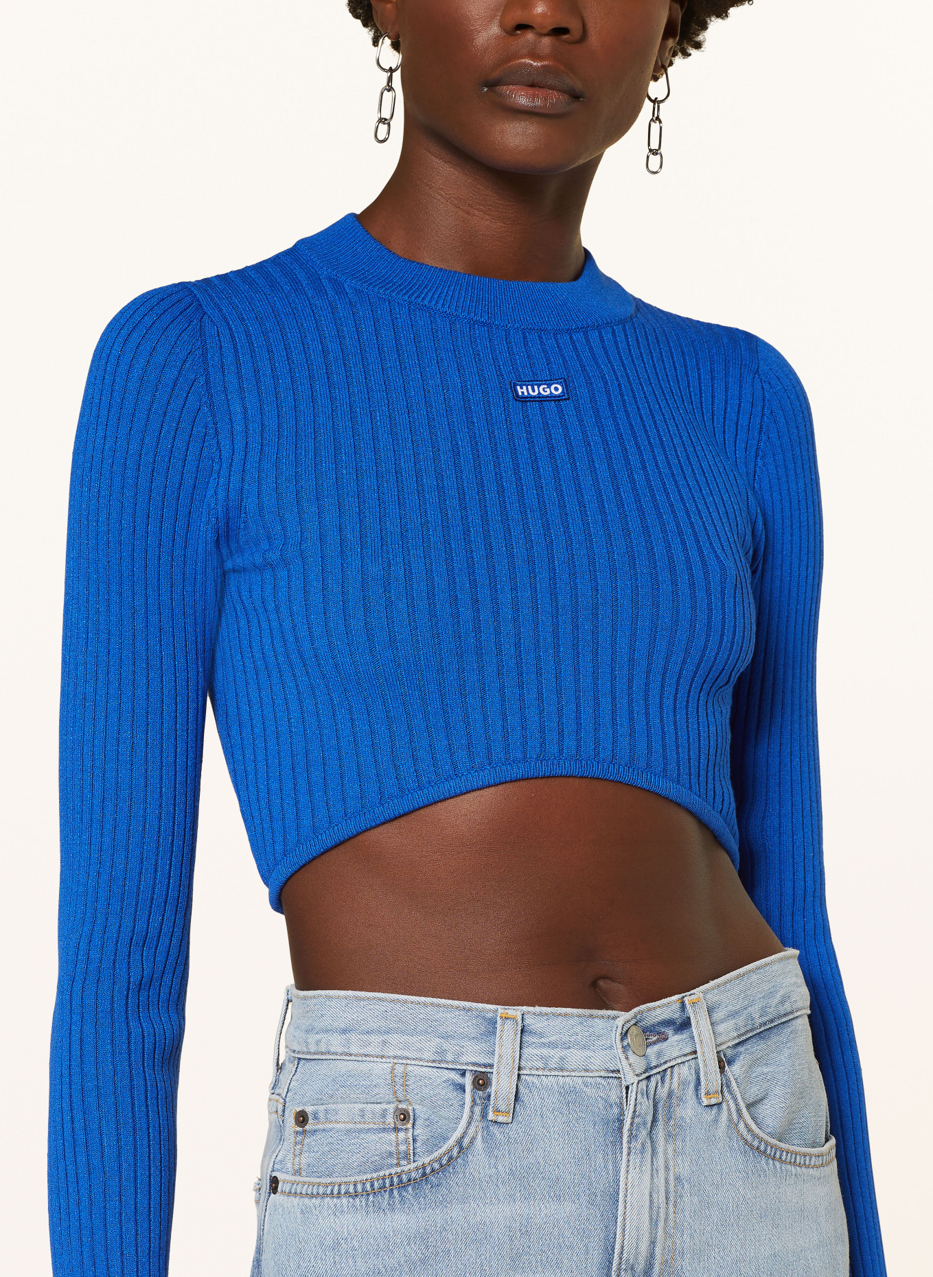 HUGO BLUE Cropped sweater SUCCORIE, Color: BLUE (Image 4)