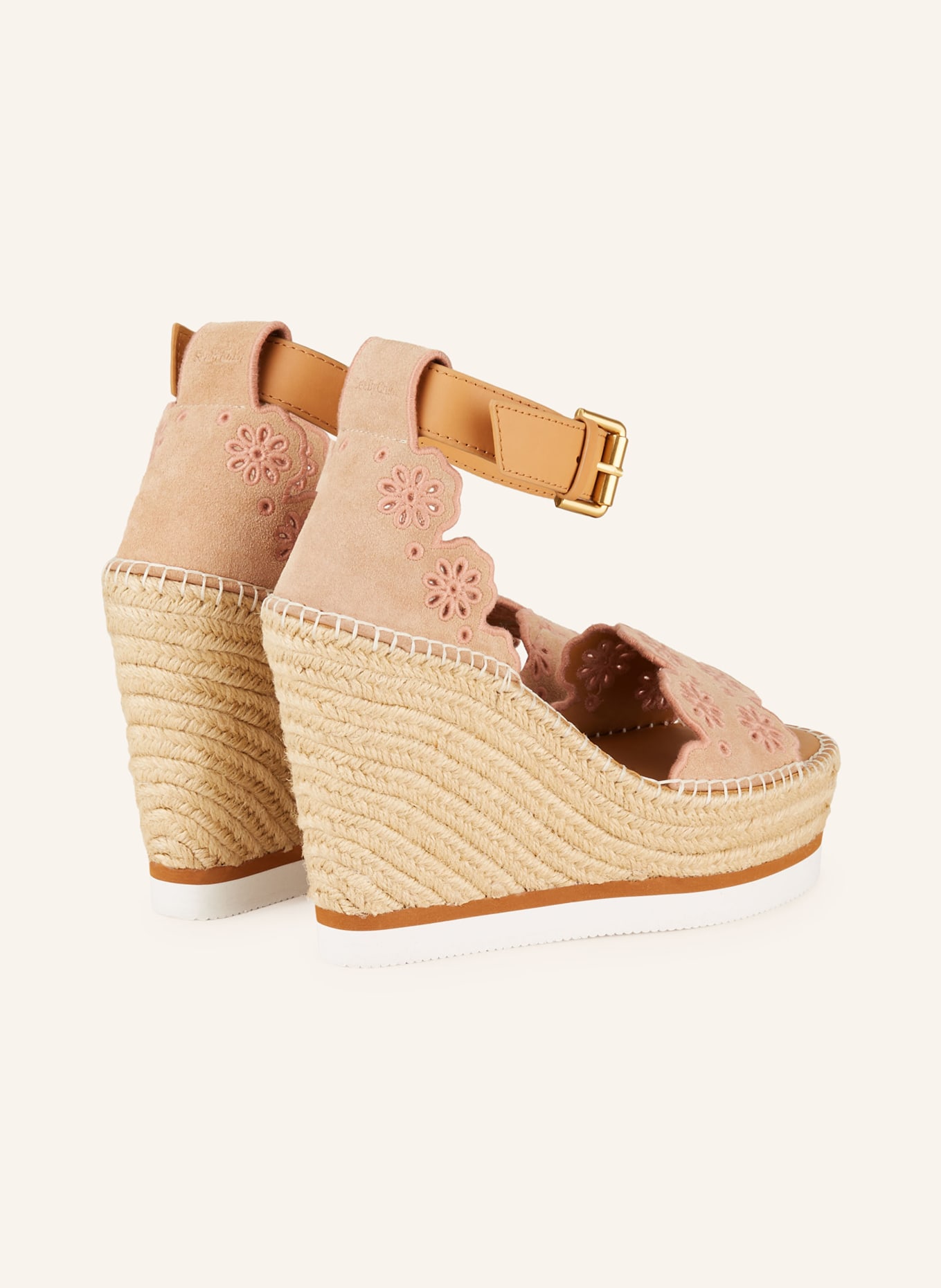 SEE BY CHLOÉ Platform wedges GLYN with broderie anglaise, Color: 320/533 cipria/cuoio (Image 2)