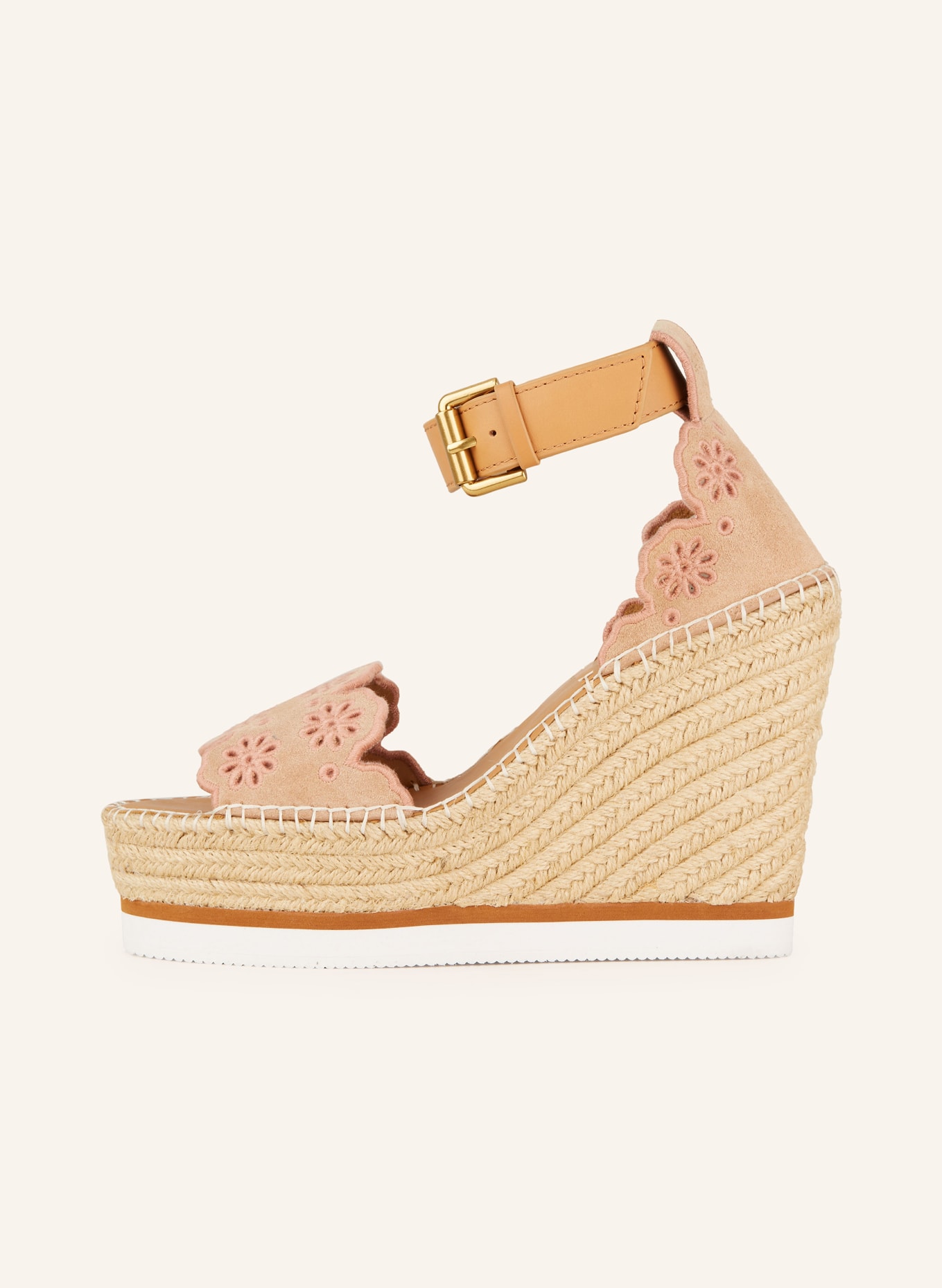 SEE BY CHLOÉ Platform wedges GLYN with broderie anglaise, Color: 320/533 cipria/cuoio (Image 4)