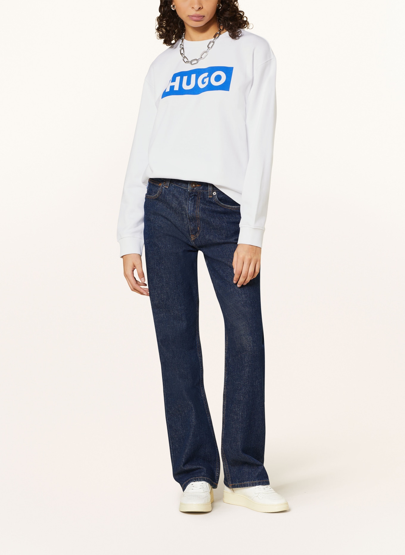 HUGO BLUE Sweatshirt CLASSIC CREW, Farbe: WEISS/ BLAU (Bild 2)