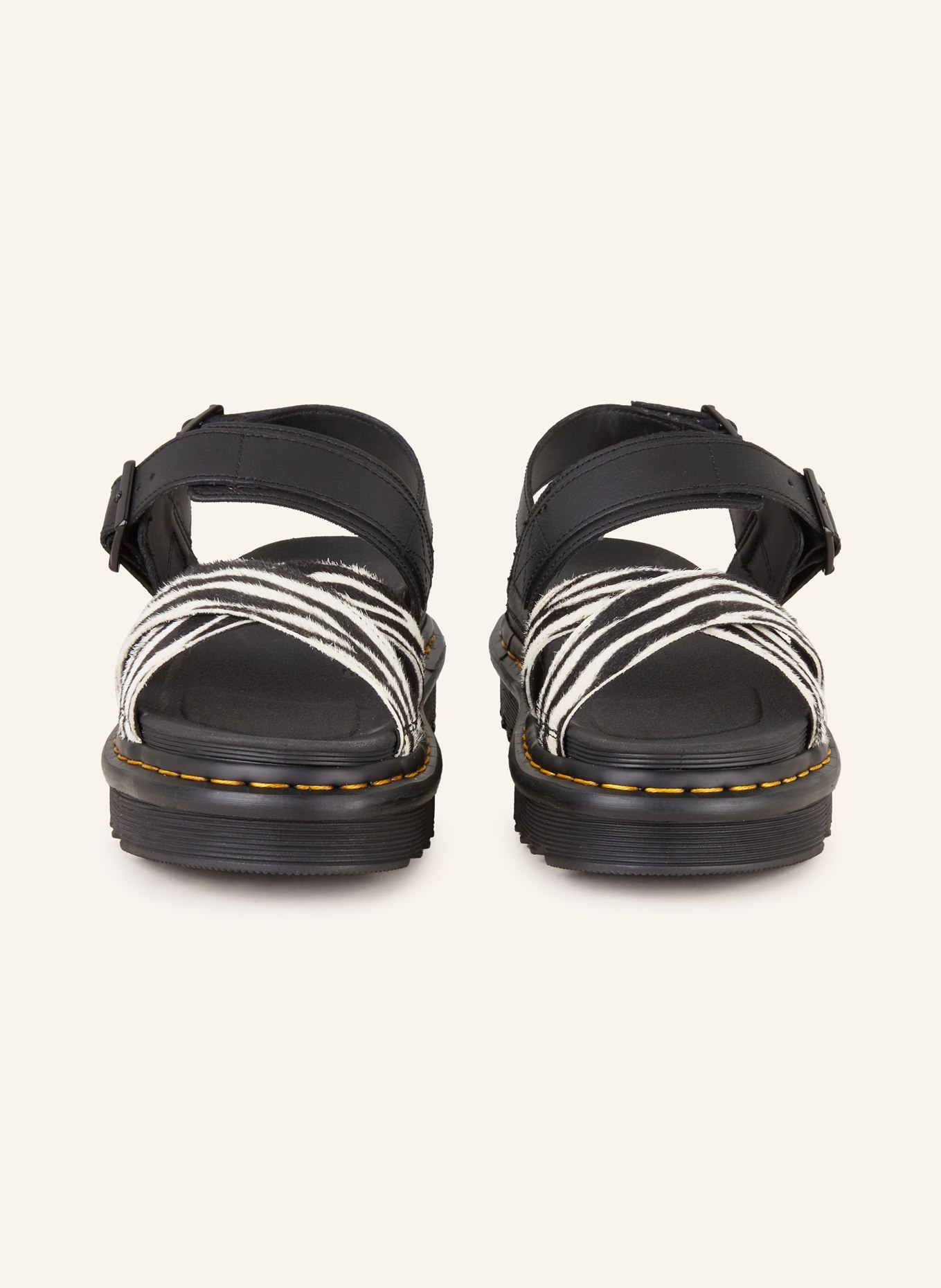 Dr. Martens Sandals VOSS 2 with real fur, Color: BLACK/ WHITE (Image 3)