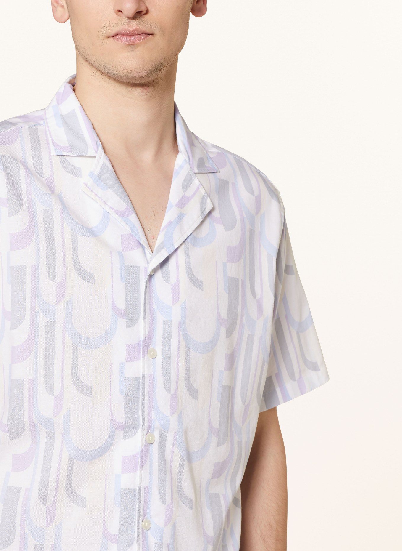 PAUL Resort shirt, Color: WHITE/ LIGHT PURPLE/ ECRU (Image 4)