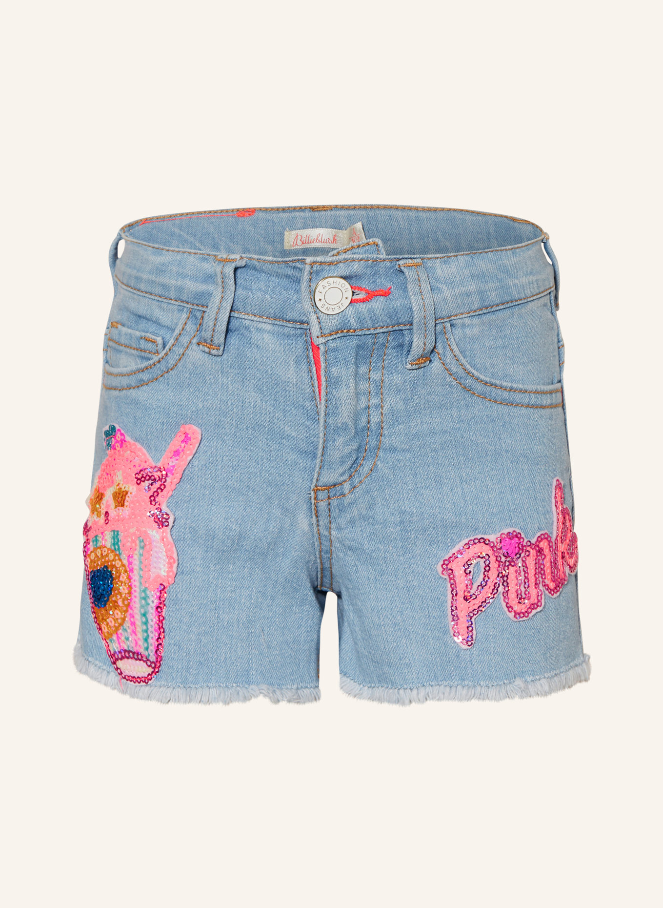 Billieblush Jeansshorts mit Pailletten, Farbe: HELLBLAU/ PINK (Bild 1)