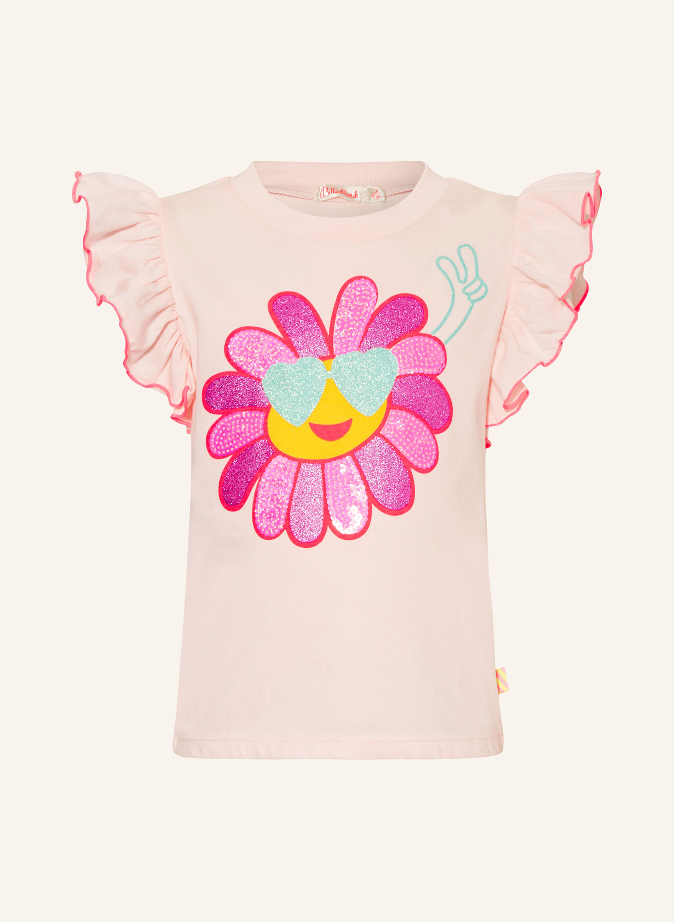 Billieblush T-shirt z falbankami, Kolor: JASNORÓŻOWY (Obrazek 1)