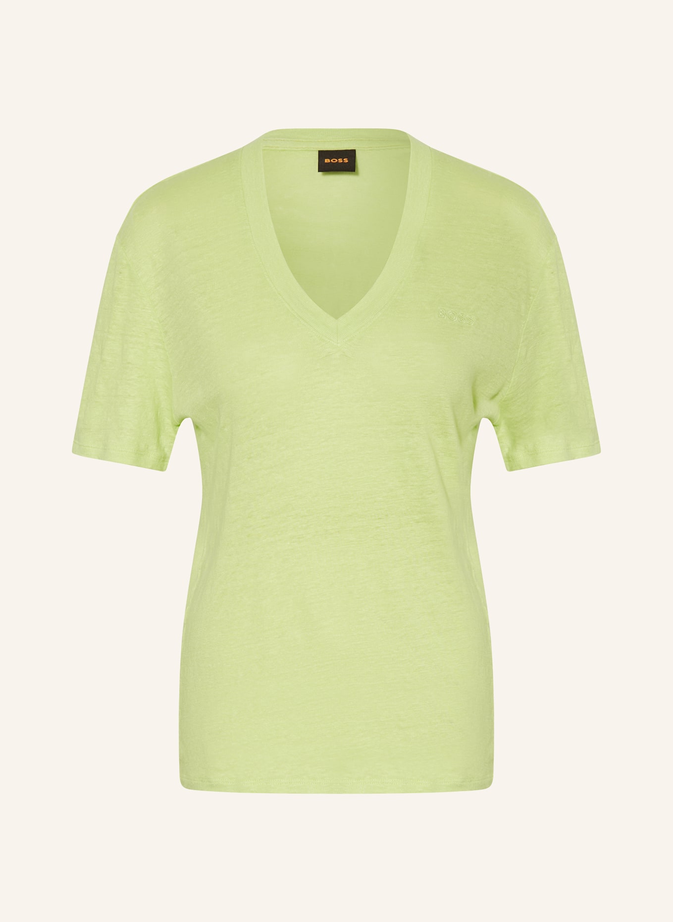 BOSS T-Shirt ELA aus Leinen, Farbe: NEONGRÜN (Bild 1)