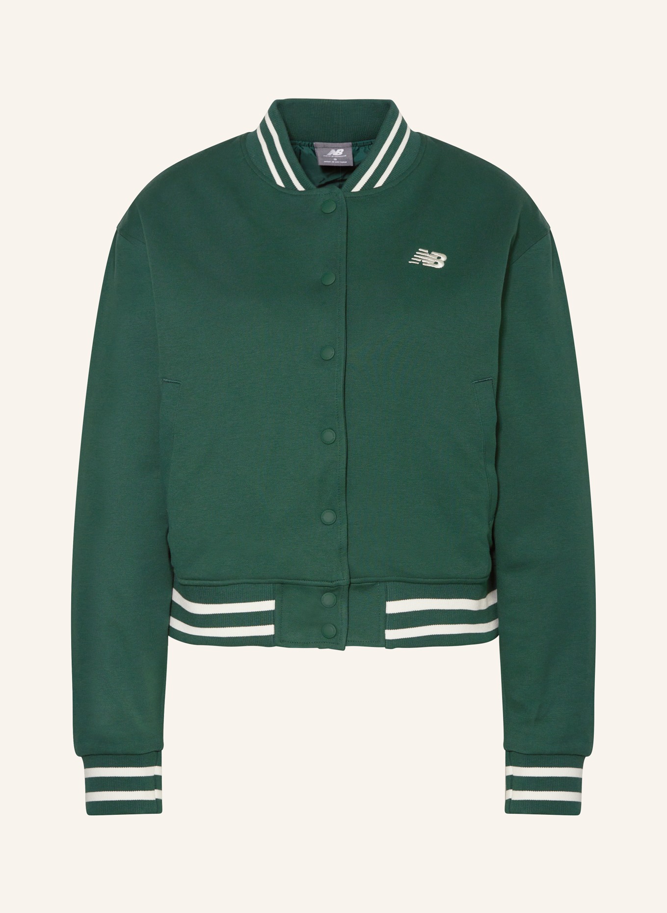 new balance Bomber jacket, Color: GREEN/ WHITE (Image 1)