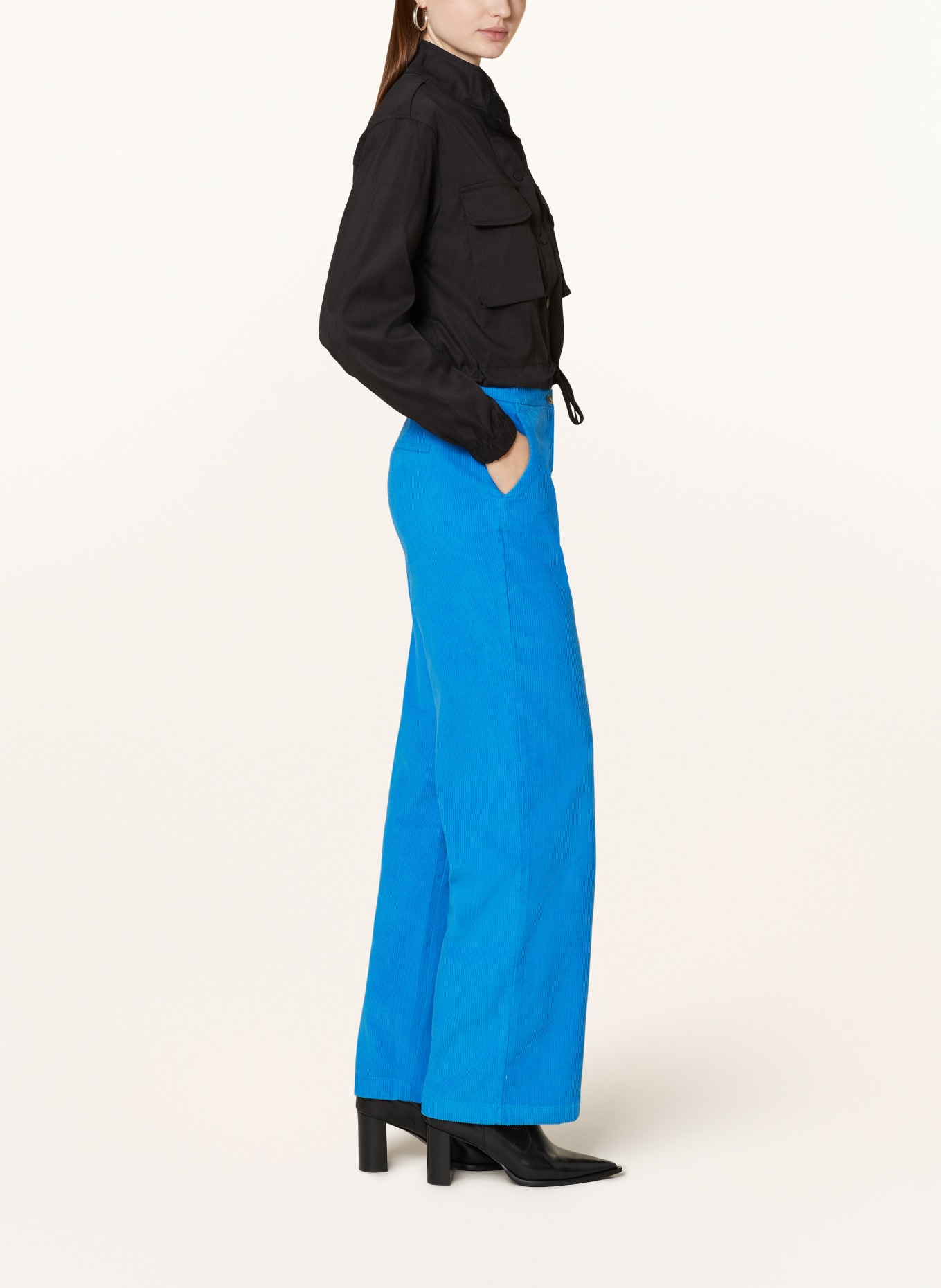 mavi Wide leg trousers made of corduroy, Color: BLUE (Image 4)