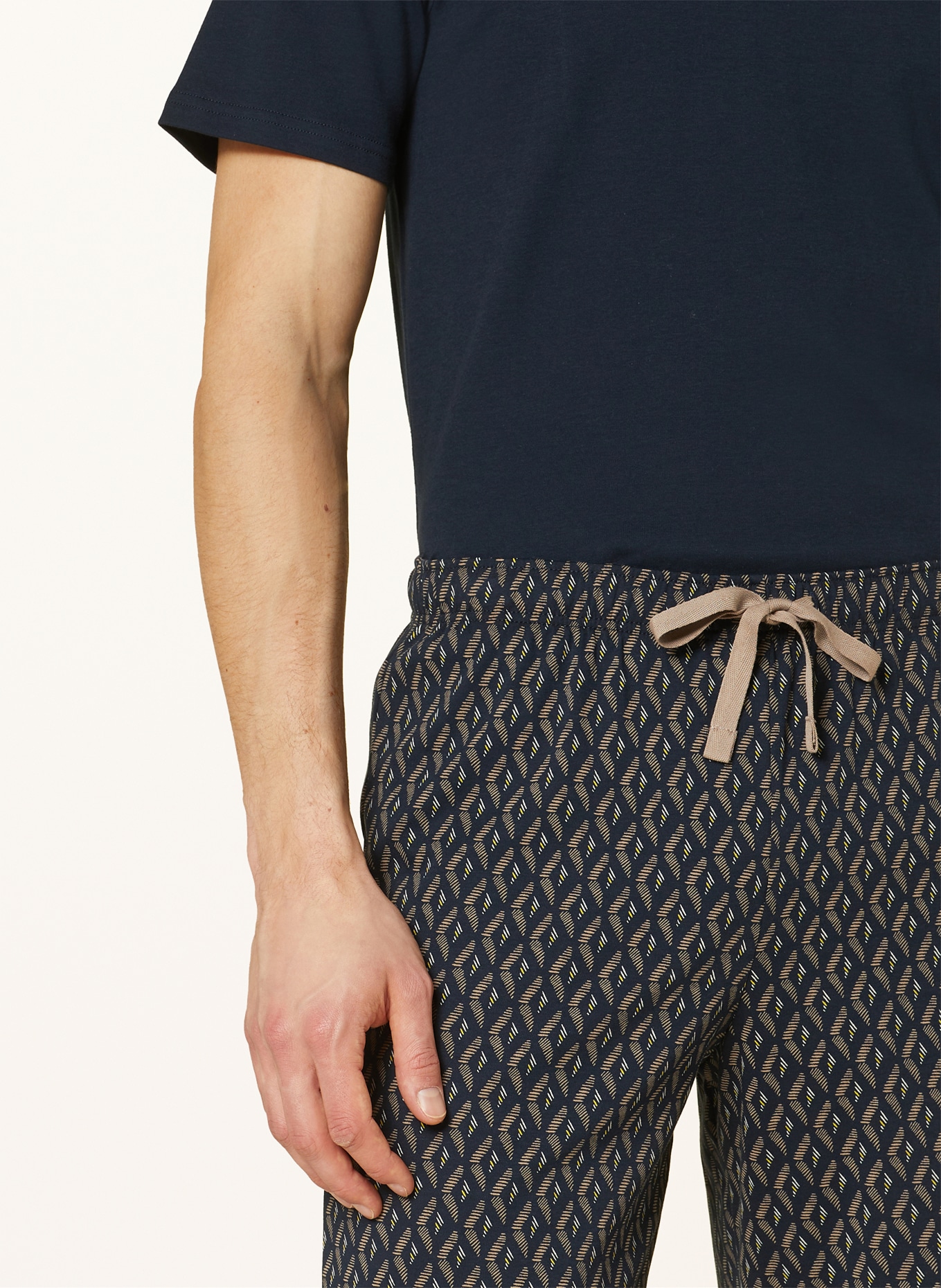 SCHIESSER Shorty-Schlafanzug FINE INTERLOCK, Farbe: DUNKELBLAU/ BEIGE (Bild 4)