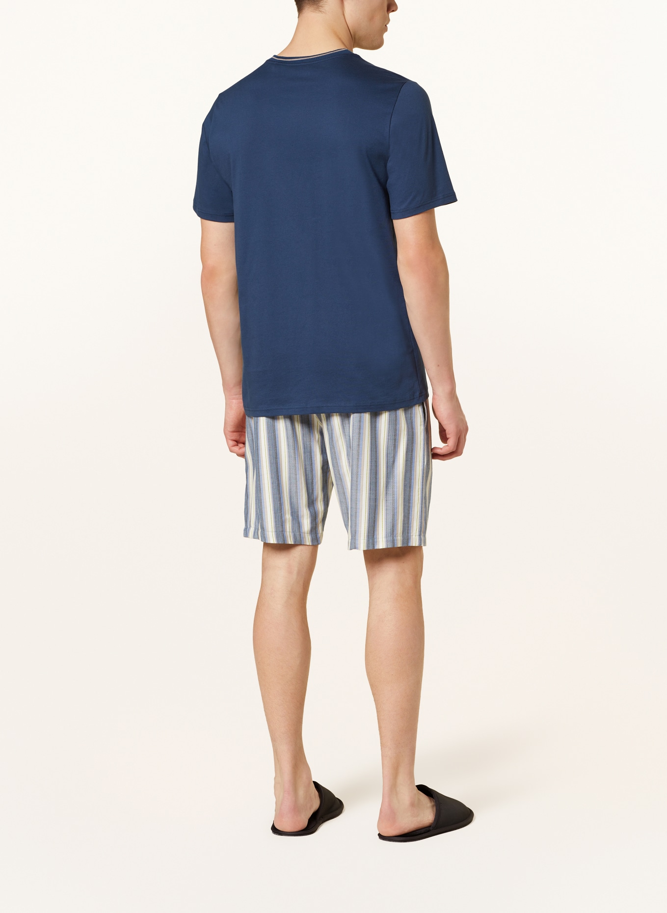 SCHIESSER Shorty pajamas SELECTED! PREMIUM, Color: DARK BLUE/ TAUPE/ WHITE (Image 3)