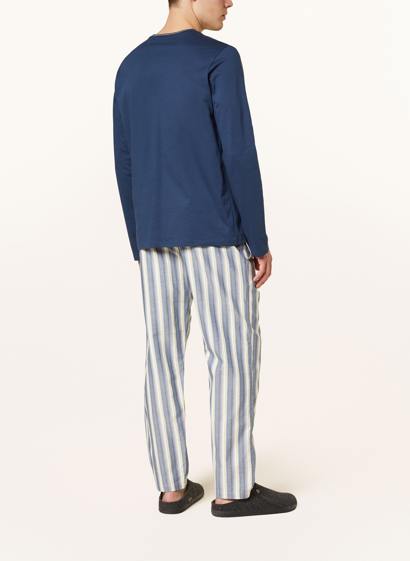 SCHIESSER Schlafanzug ORGANIC COTTON STREIFEN ADMIRAL - SELECTED! PREMIUM, Farbe: DUNKELBLAU/ TAUPE/ WEISS (Bild 3)