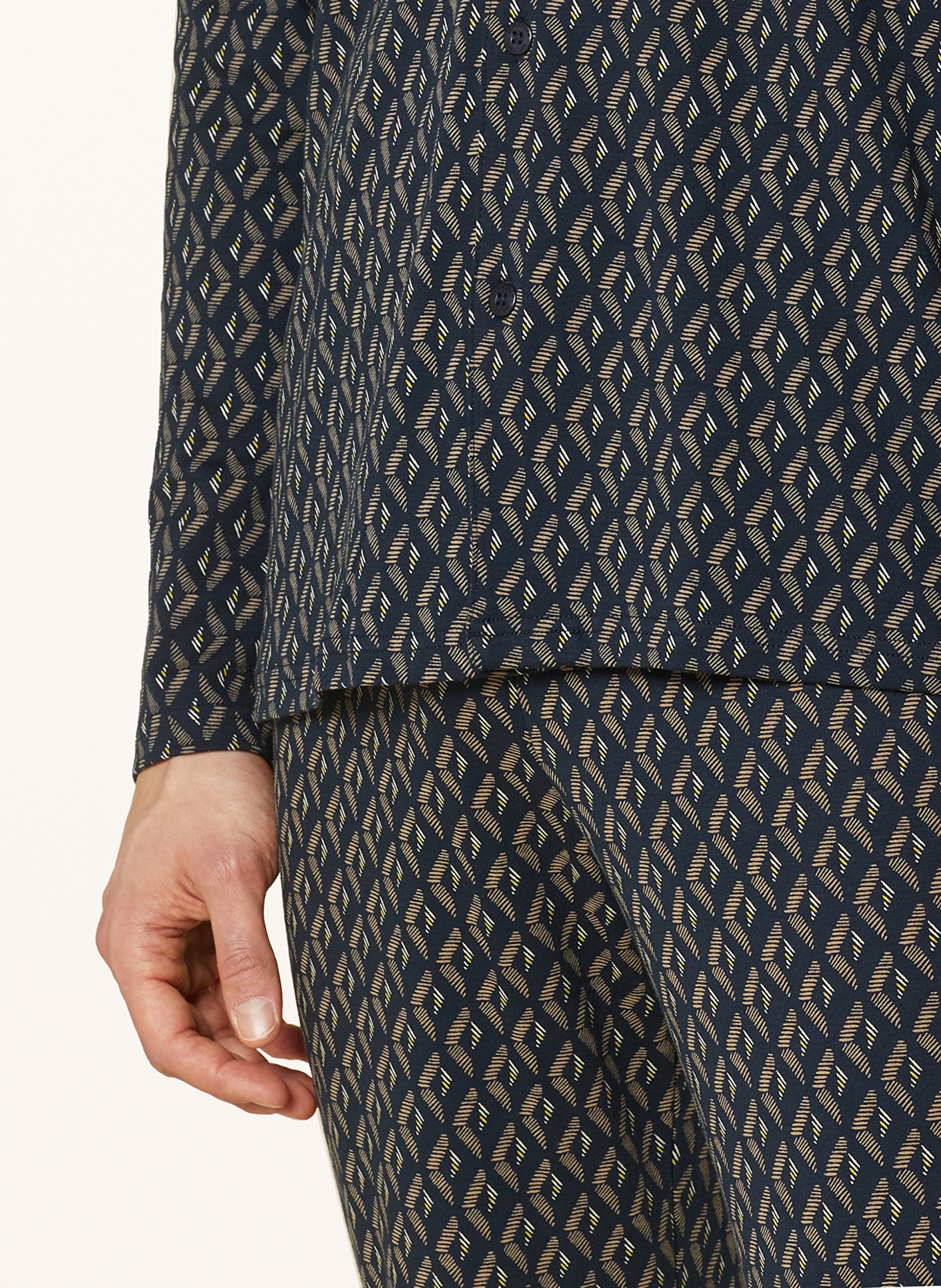 SCHIESSER Schlafanzug FINE INTERLOCK, Farbe: DUNKELBLAU/ BEIGE (Bild 4)