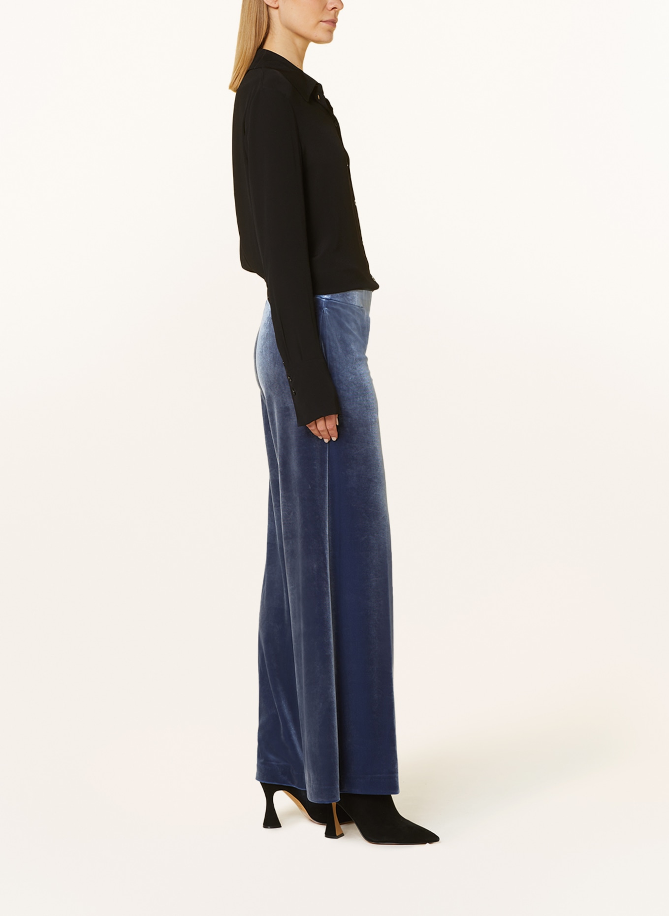 Vera Mont Wide leg trousers made of velvet, Color: BLUE GRAY (Image 4)
