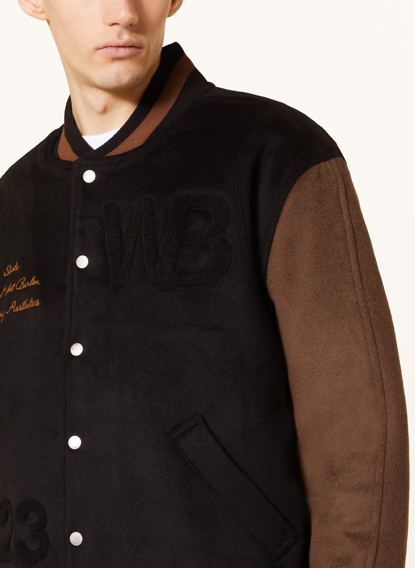WRSTBHVR College jacket ERYK, Color: BLACK/ BROWN (Image 4)