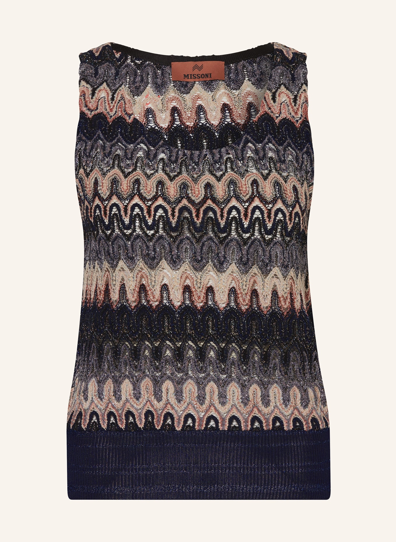 MISSONI Knit top with glitter thread, Color: BLACK/ DARK BLUE/ CREAM (Image 1)