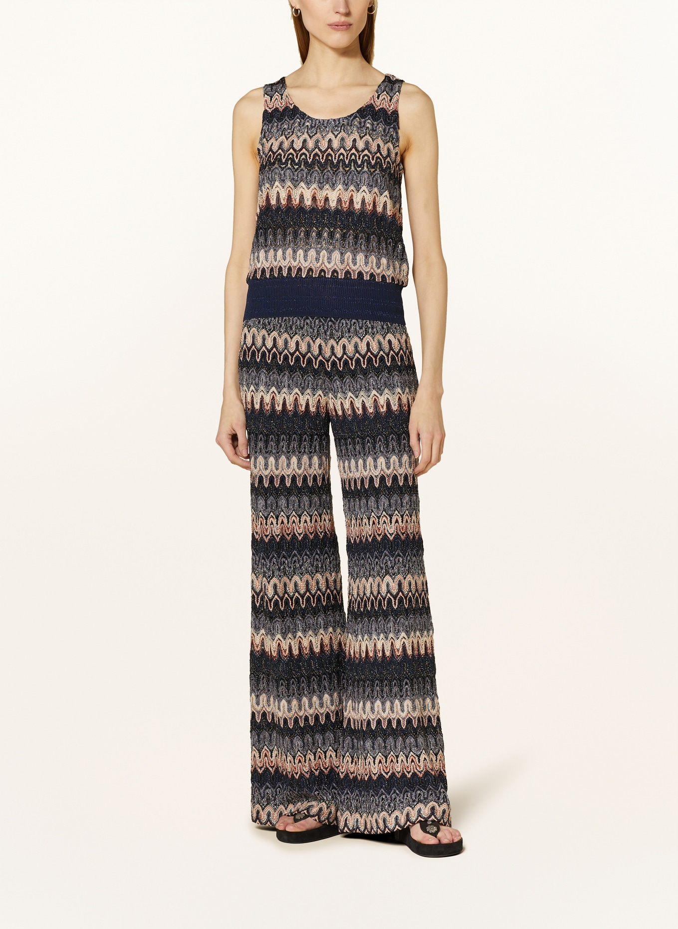 MISSONI Knit top with glitter thread, Color: BLACK/ DARK BLUE/ CREAM (Image 2)