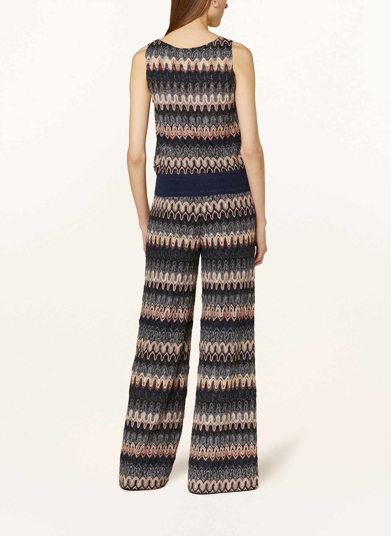 MISSONI Knit top with glitter thread, Color: BLACK/ DARK BLUE/ CREAM (Image 3)