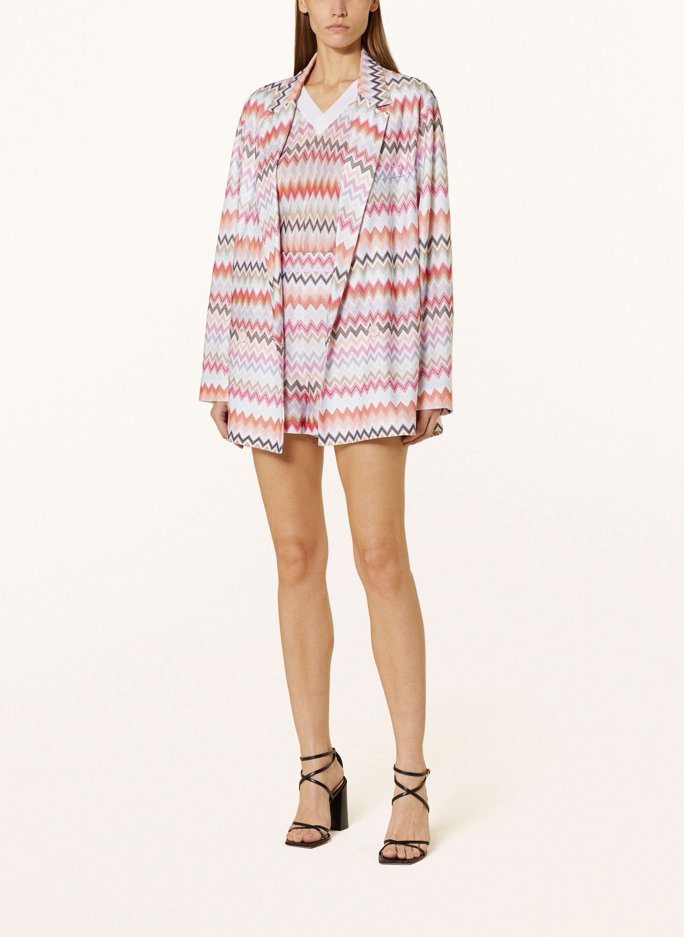 MISSONI Knit blazer, Color: NEON PINK/ BLUE GRAY/ RED (Image 2)