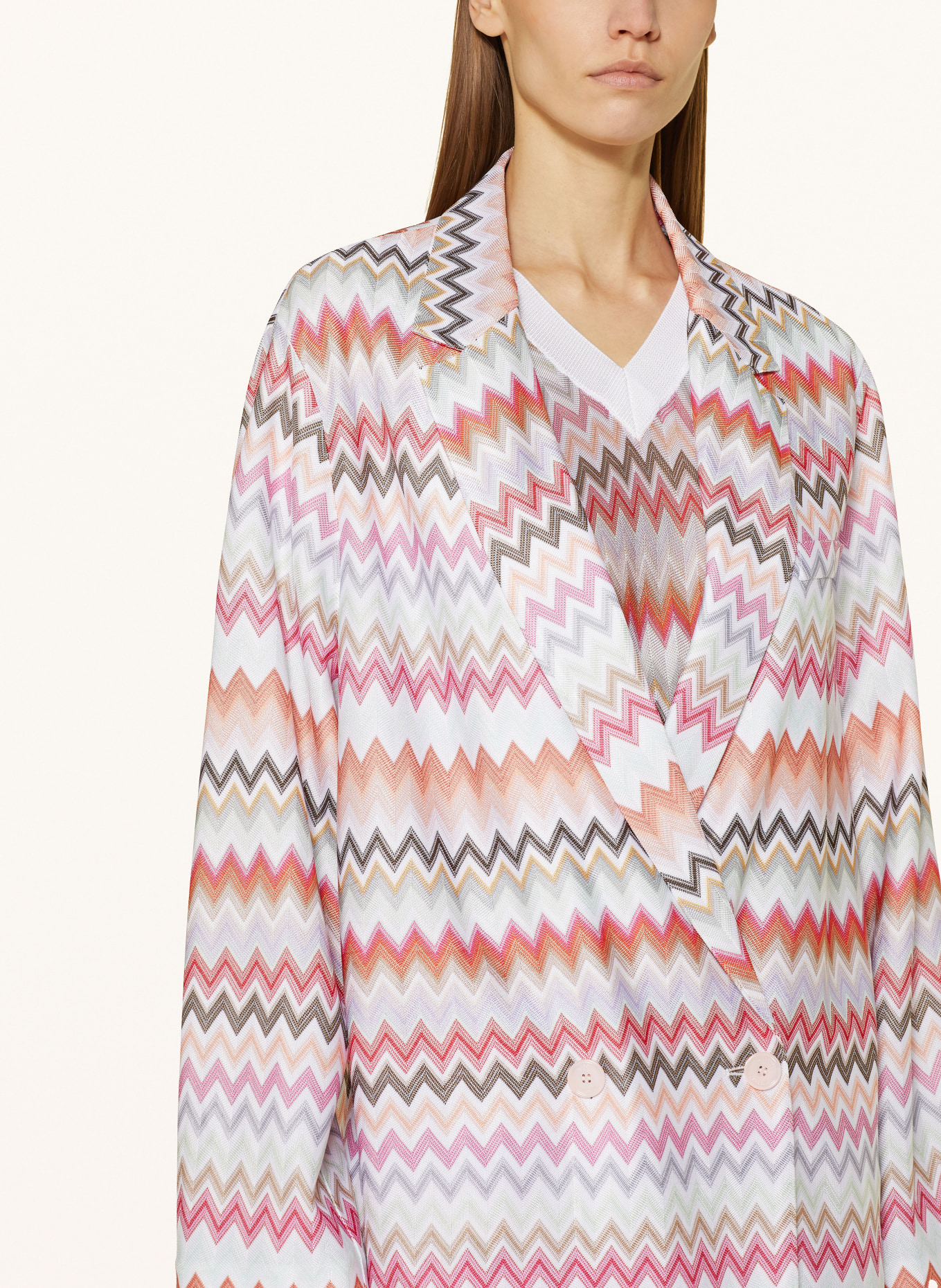 MISSONI Knit blazer in neon pink blue gray red