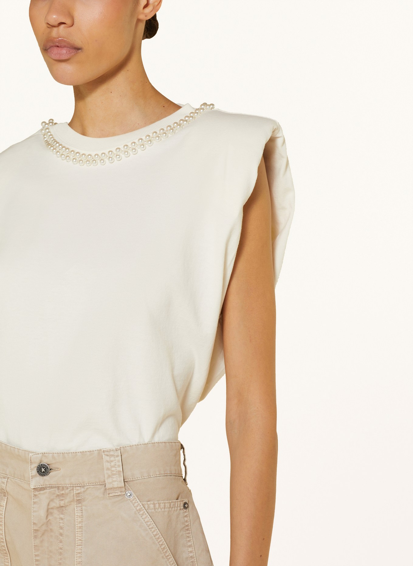 GOLDEN GOOSE Top with decorative beads, Color: ECRU (Image 4)