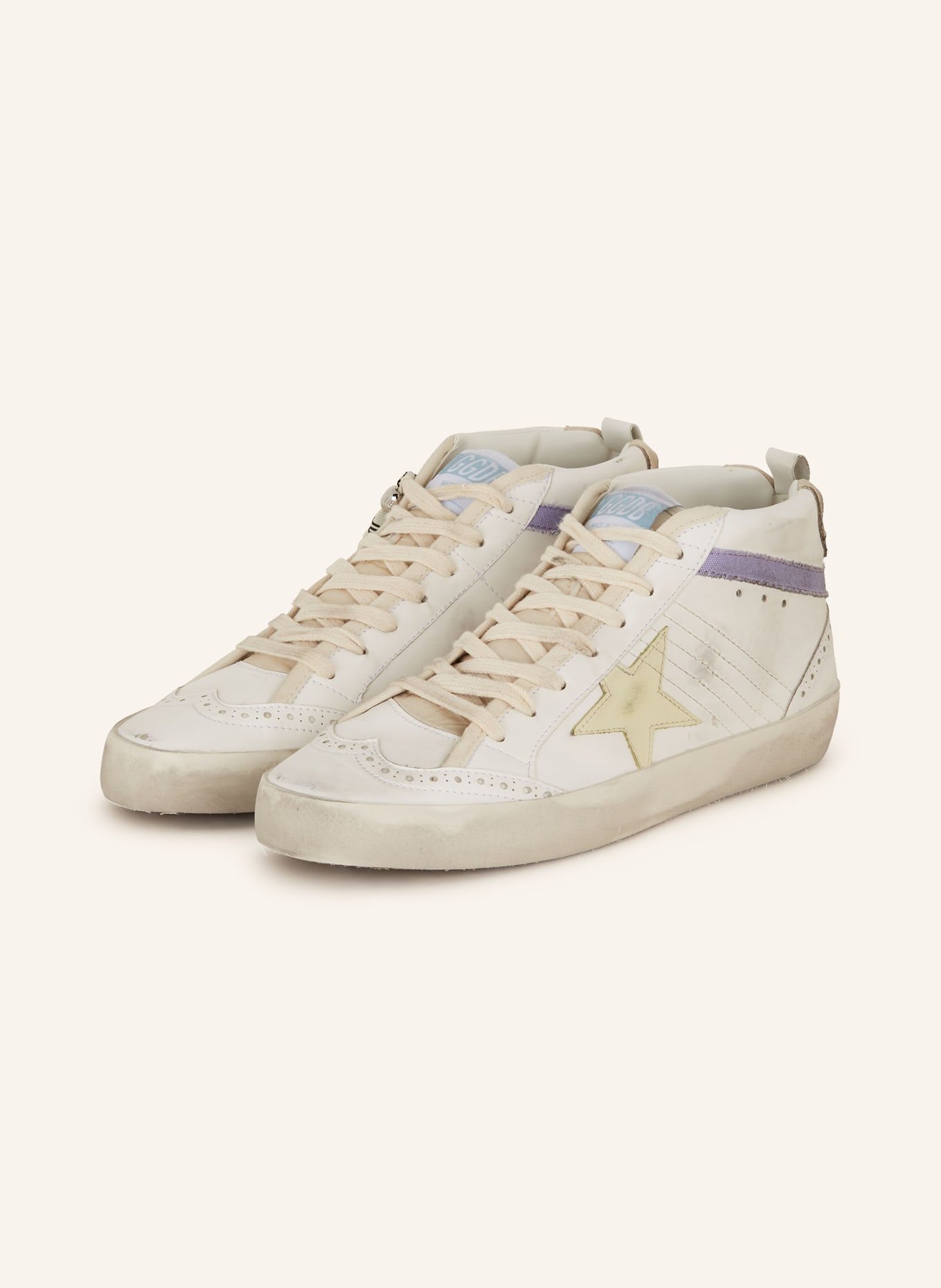 GOLDEN GOOSE High-top sneakers MID STAR, Color: WHITE/ CREAM/ LIGHT PURPLE (Image 1)