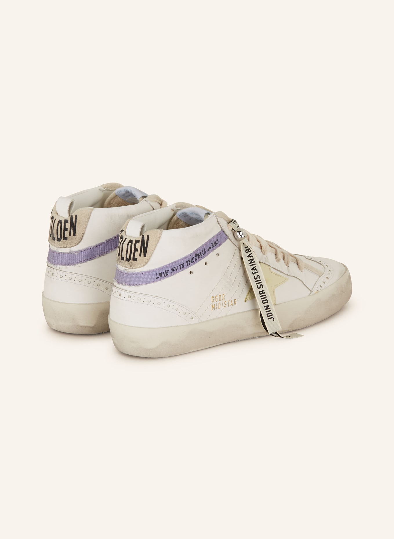 GOLDEN GOOSE High-top sneakers MID STAR, Color: WHITE/ CREAM/ LIGHT PURPLE (Image 2)