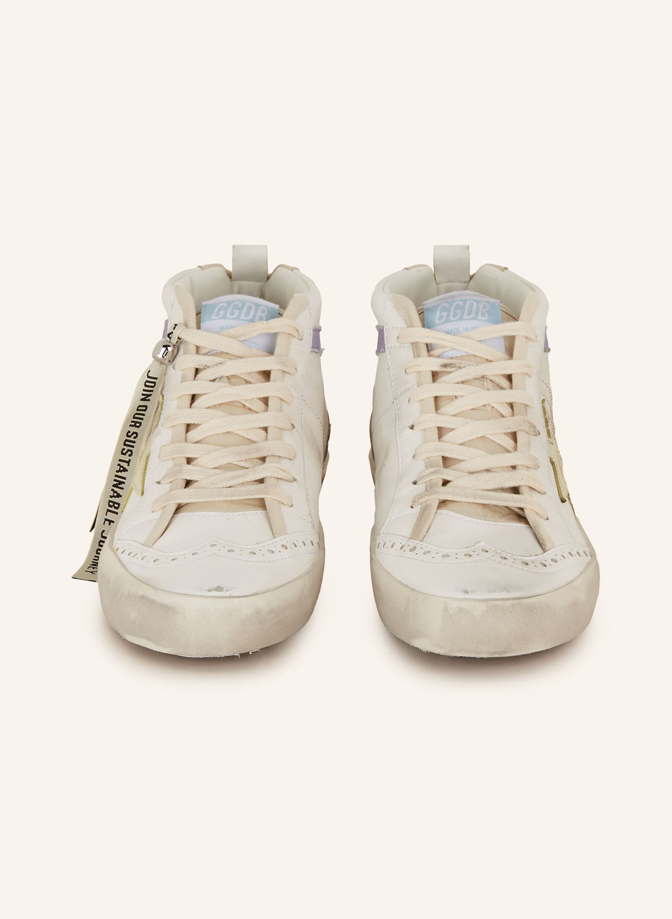 GOLDEN GOOSE High-top sneakers MID STAR, Color: WHITE/ CREAM/ LIGHT PURPLE (Image 3)