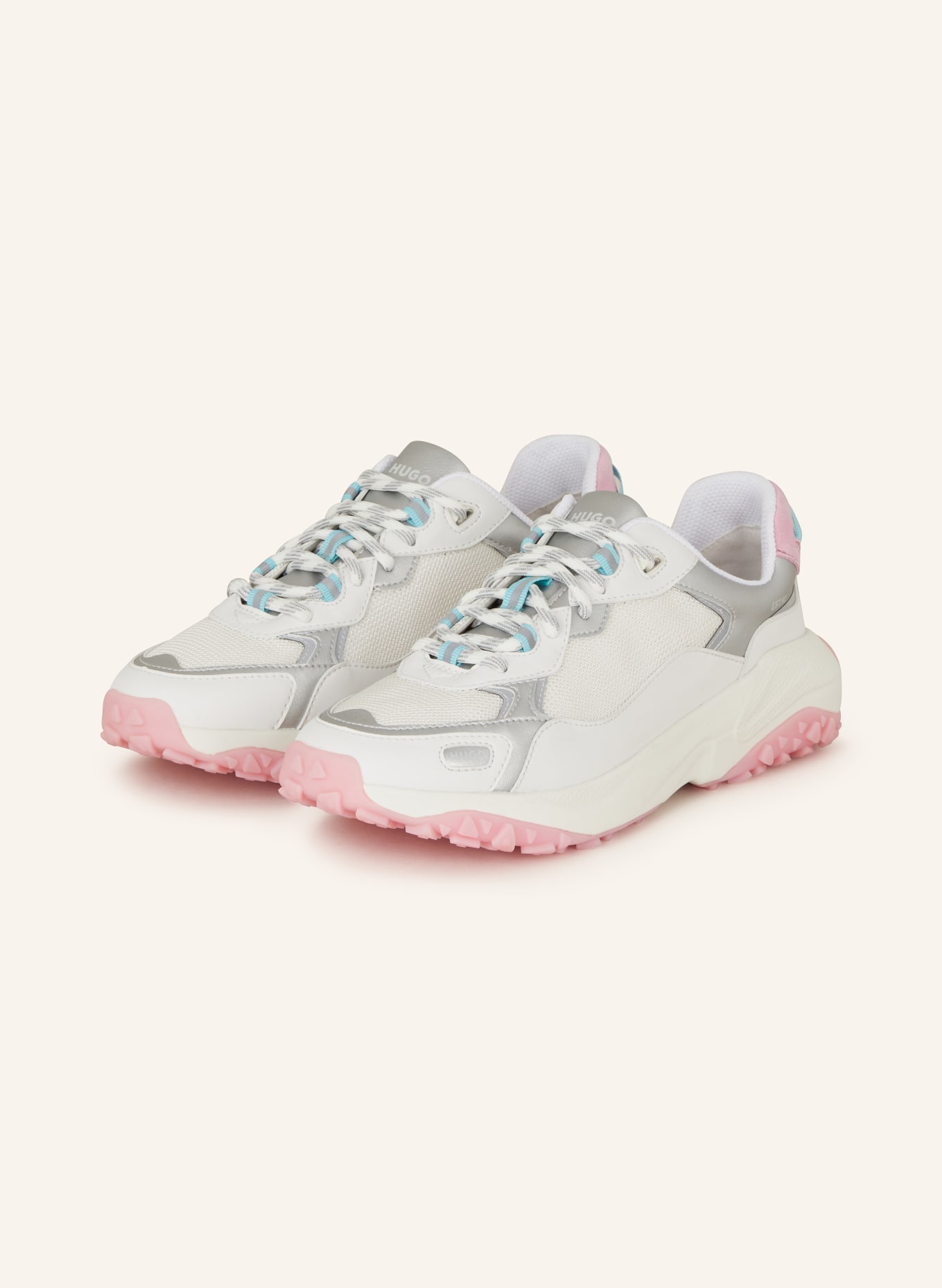 HUGO Sneakers GO1ST, Color: WHITE/ SILVER/ PINK (Image 1)