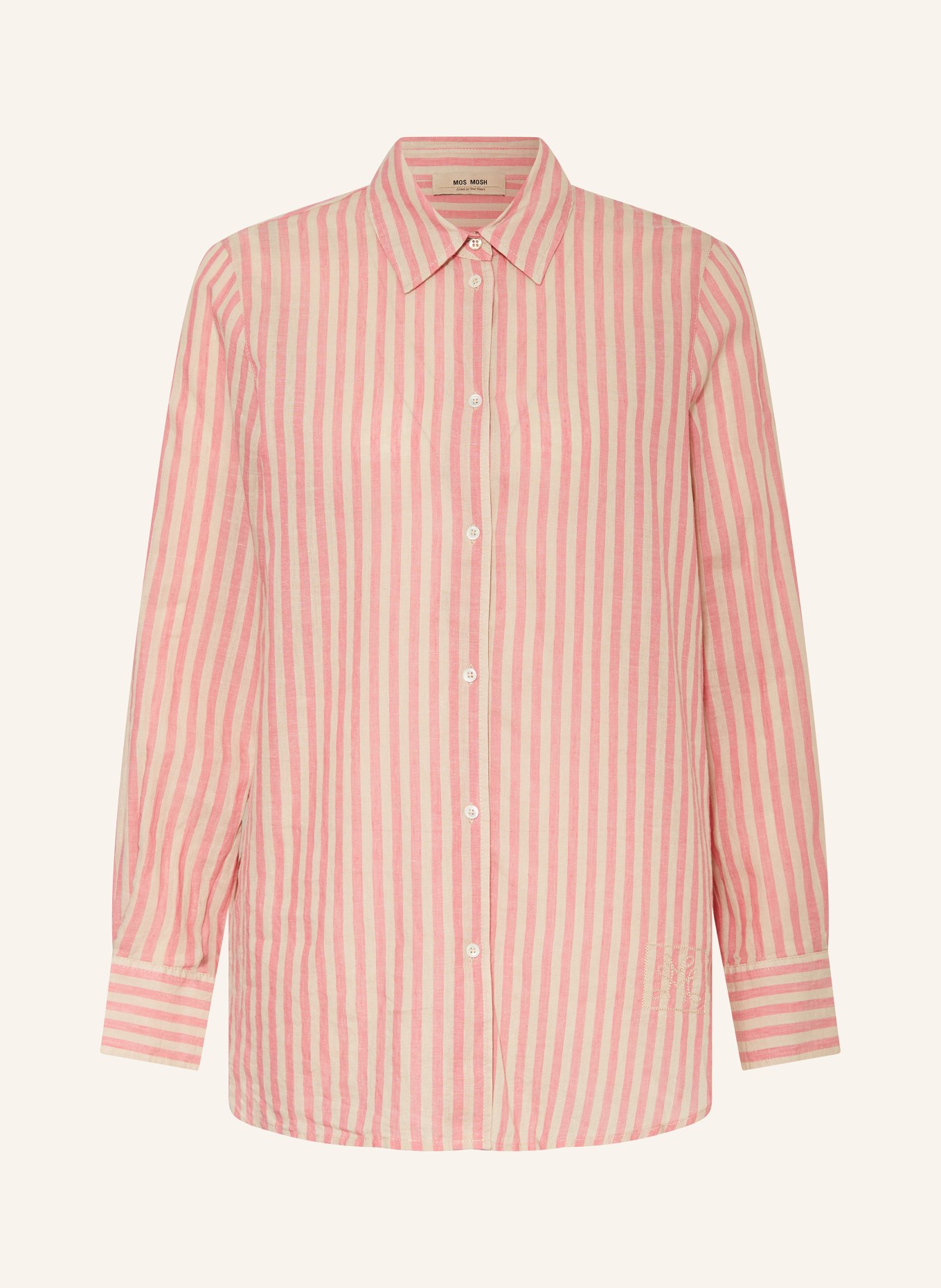 MOS MOSH Shirt blouse MMELINDA with linen, Color: CREAM/ PINK (Image 1)