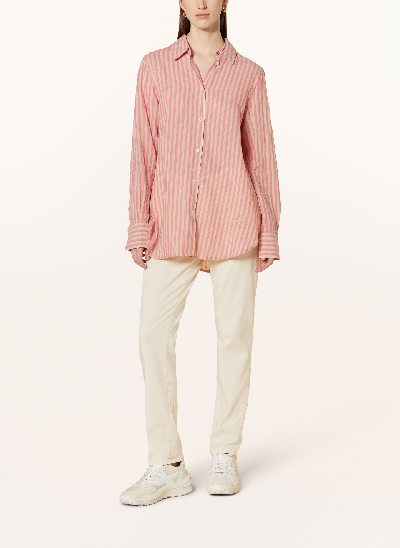 MOS MOSH Shirt blouse MMELINDA with linen, Color: CREAM/ PINK (Image 2)