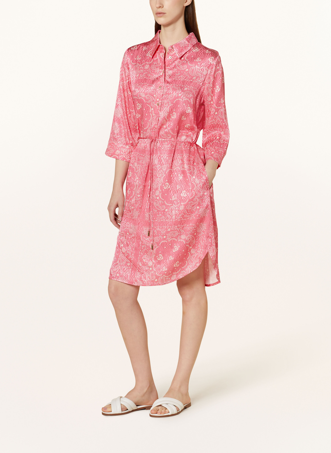 MOS MOSH Satin dress MMKAILY PAIGE with 3/4 sleeves, Color: PINK/ WHITE (Image 2)