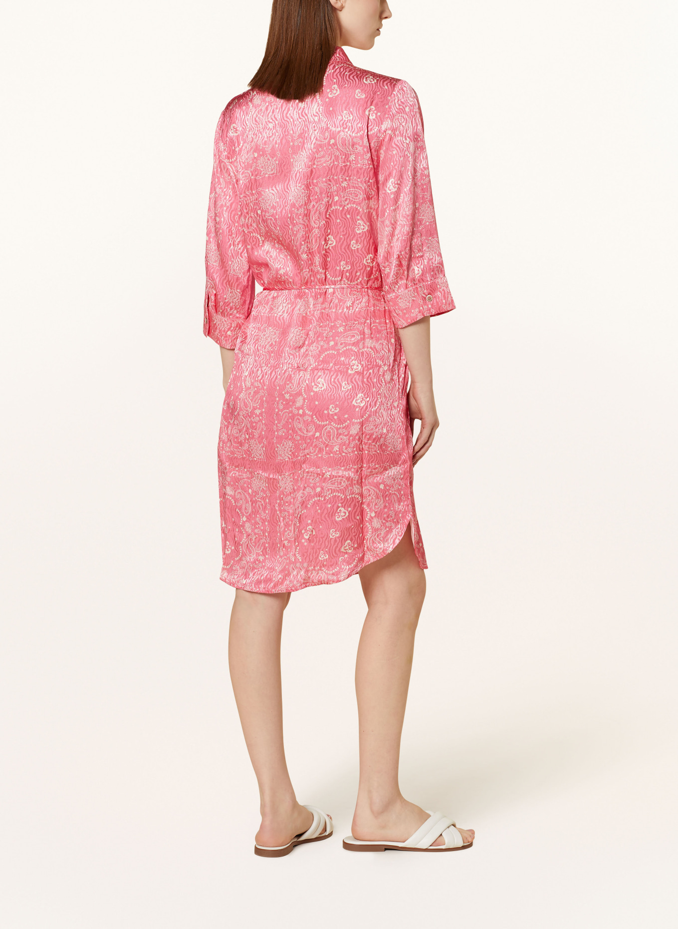 MOS MOSH Satin dress MMKAILY PAIGE with 3/4 sleeves, Color: PINK/ WHITE (Image 3)