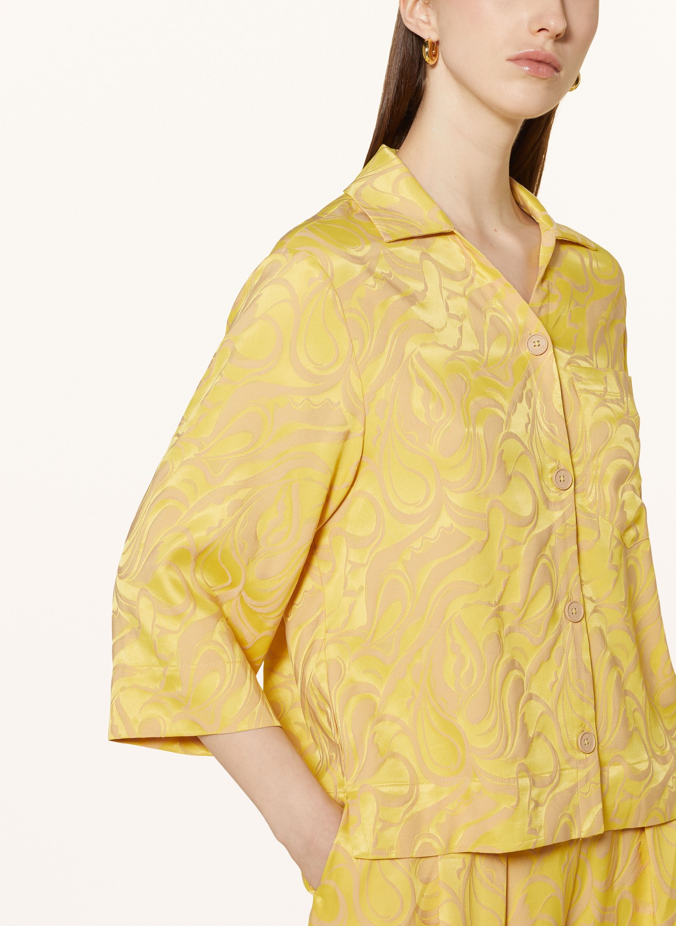 MOS MOSH Shirt blouse MMMARI MELO with 3/4 sleeves, Color: BEIGE/ YELLOW (Image 4)