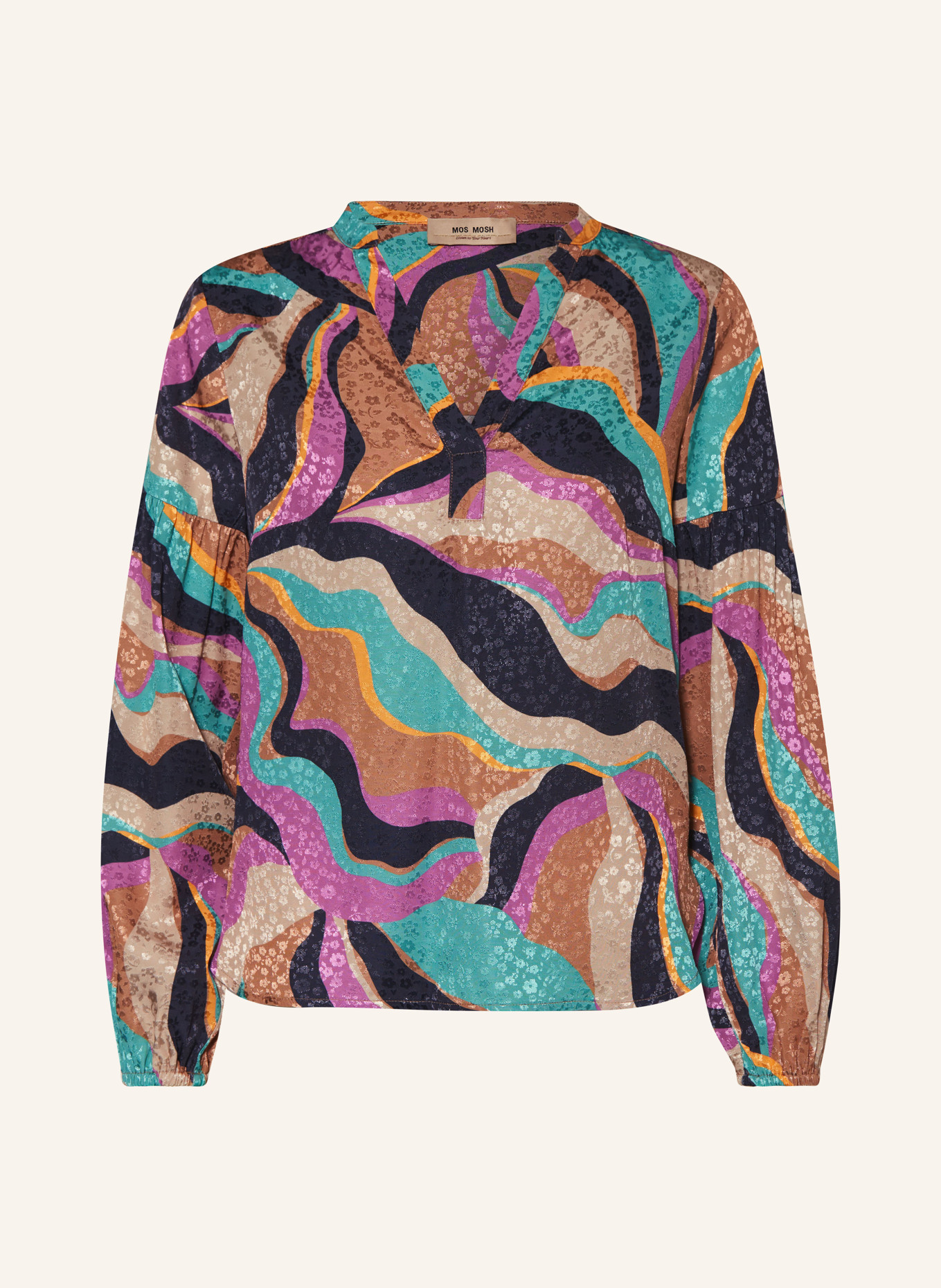 MOS MOSH Shirt blouse MMNENA, Color: BEIGE/ PURPLE/ TURQUOISE (Image 1)