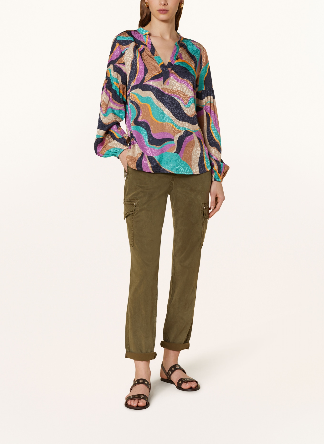 MOS MOSH Shirt blouse MMNENA, Color: BEIGE/ PURPLE/ TURQUOISE (Image 2)