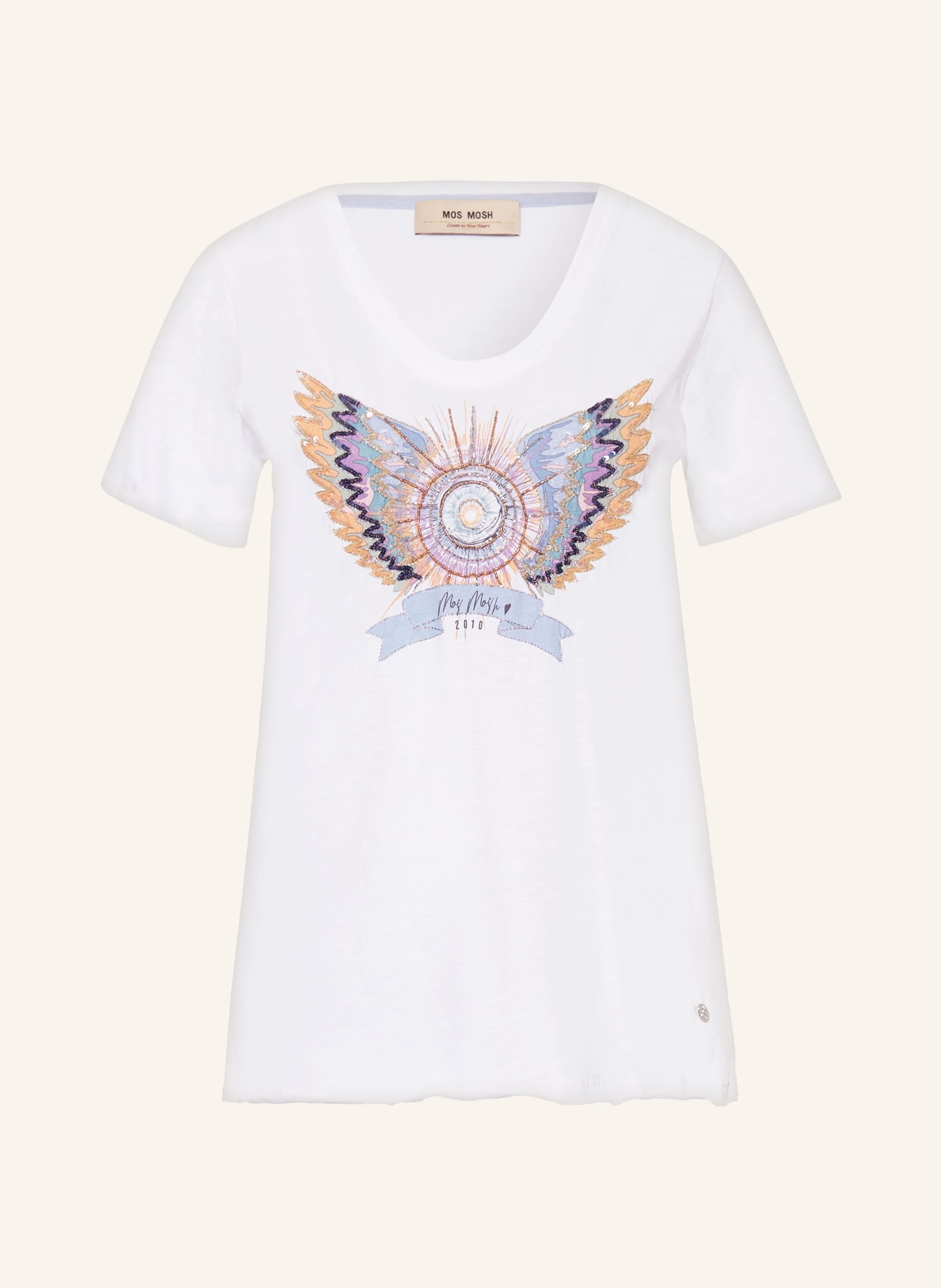 MOS MOSH T-shirt MMGETHI with sequins, Color: WHITE/ ORANGE/ PURPLE (Image 1)